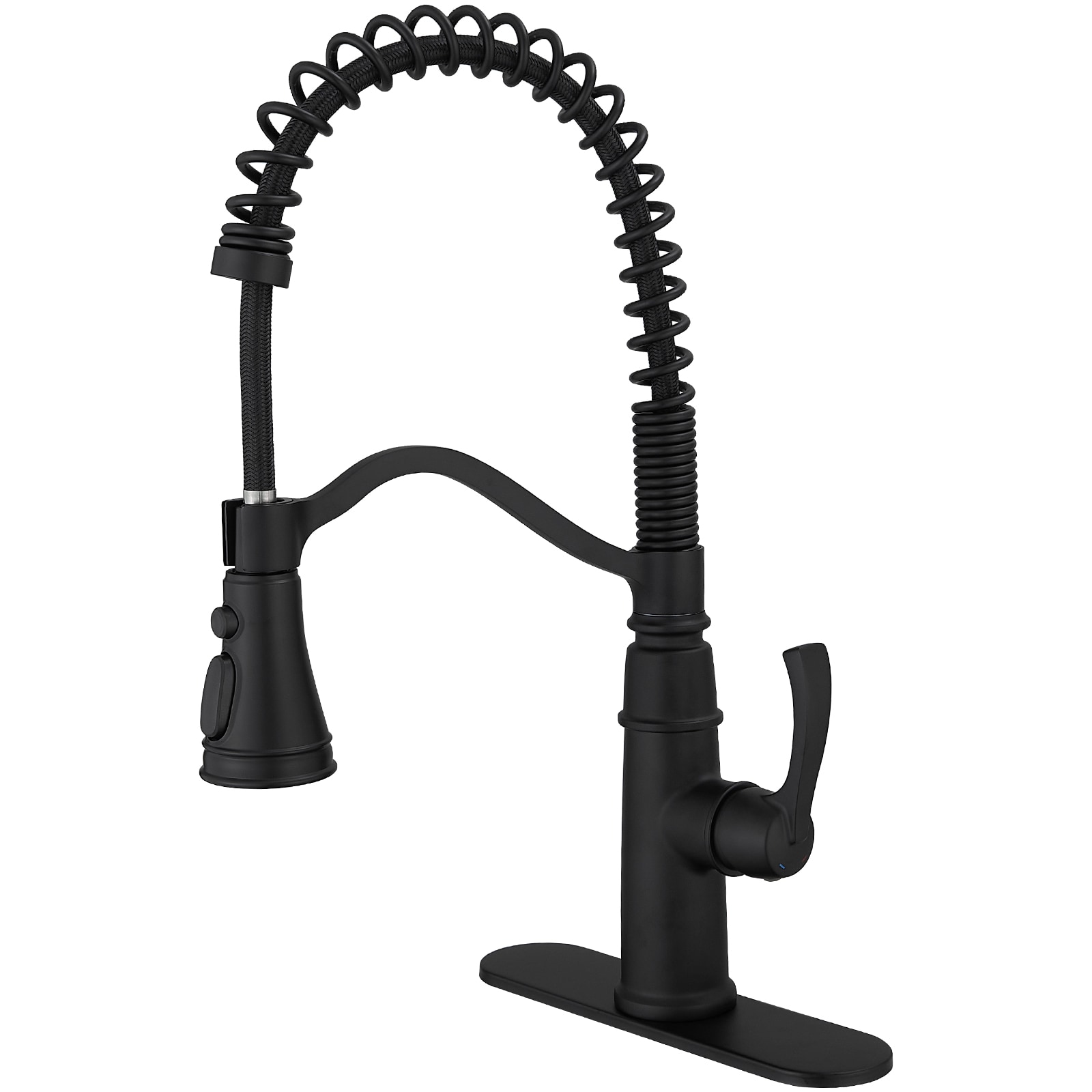BWE C-4031-BLACK Matte Black Single Handle Deck-mount Kitchen Faucet with Sprayer ( Deck Plate Included )