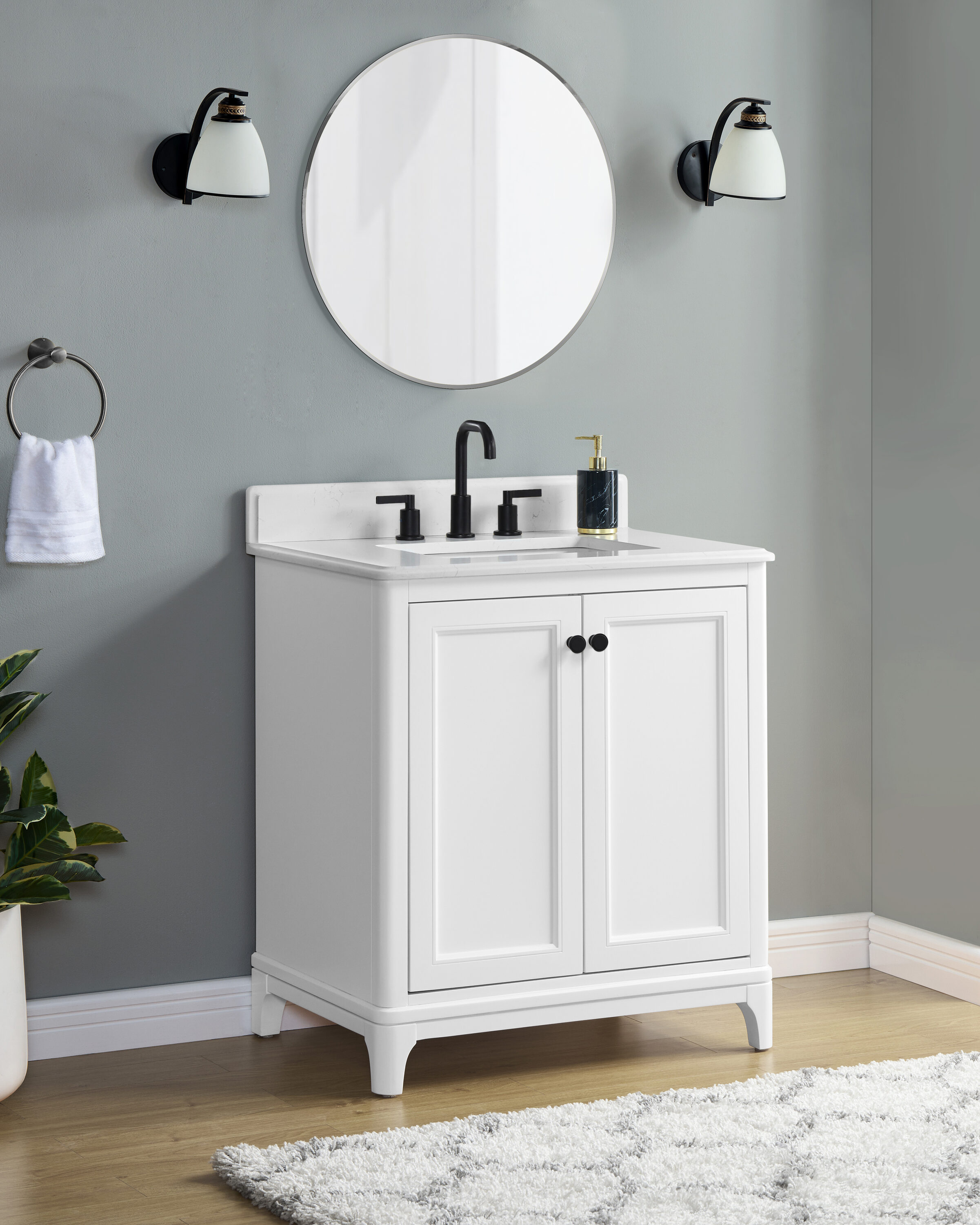 allen + roth Elliana 31-in White Undermount Single Sink Bathroom Vanity ...