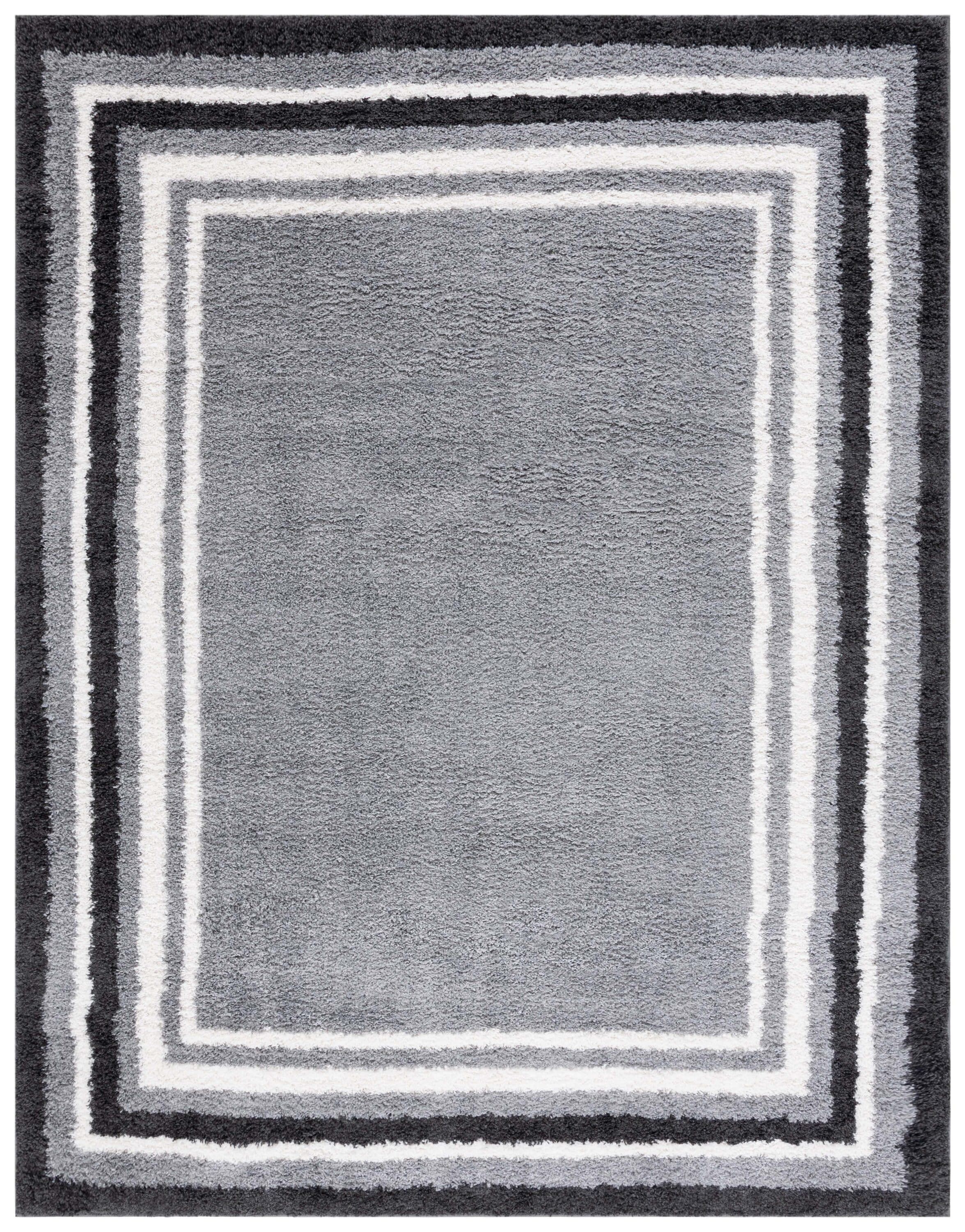 Safavieh BSP251H-8 8 x 10 (ft) Loomed Polyester/Polypropylene Gray/Black Rectangular Indoor Border Mid-Century Modern Area rug