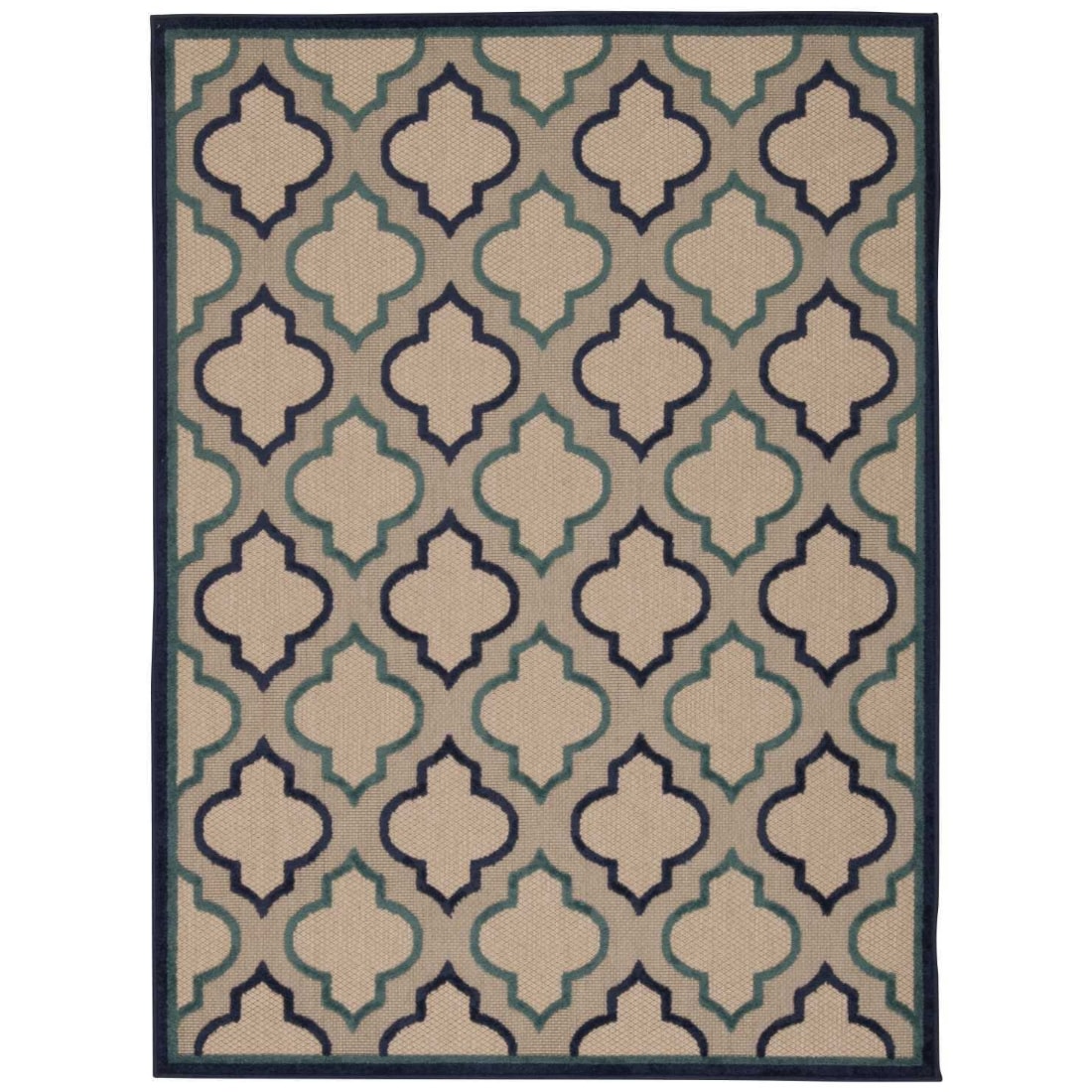 HomeRoots 4000384716 5 x 7 (ft) Polypropylene Navy Rectangular Indoor/Outdoor Geometric Area rug