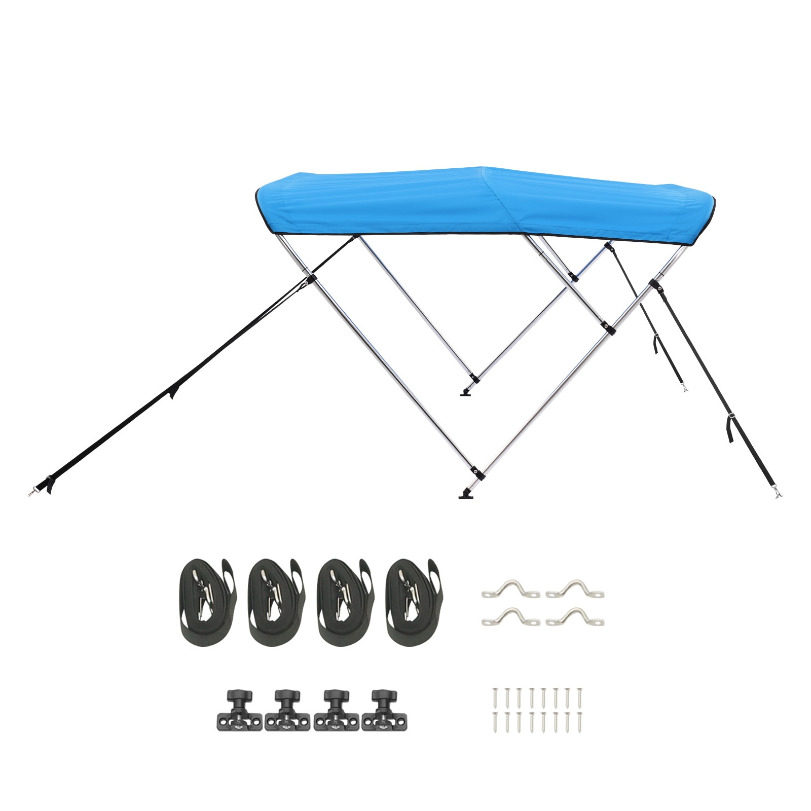 GIVIMO 3-Bow 6-ft L x 67-72-in W Pacific Blue 600D Polyester Boat Bimini Top with Storage Bag #LW047GIVSS743
