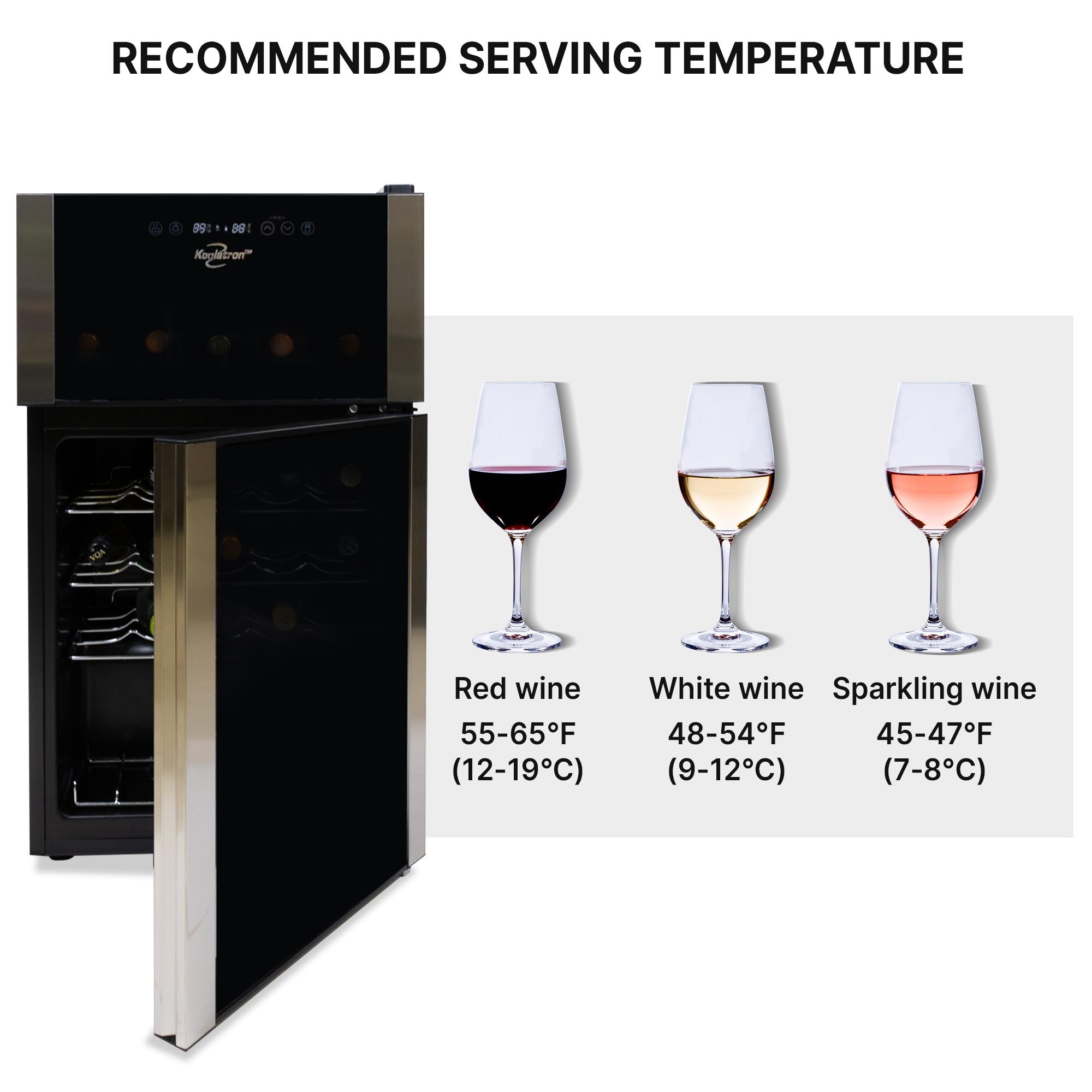 Koolatron 19.3in W Black, Silver Trim 29 Bottle Capacity Dual Zone