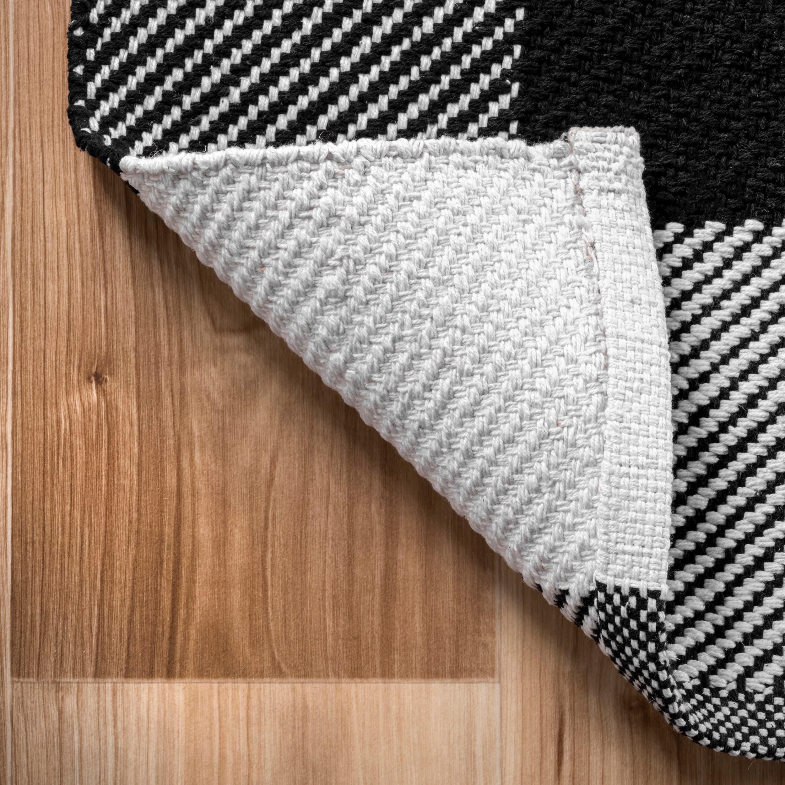 Black and White Buffalo Plaid Cotton 10' x 14' Area Rug