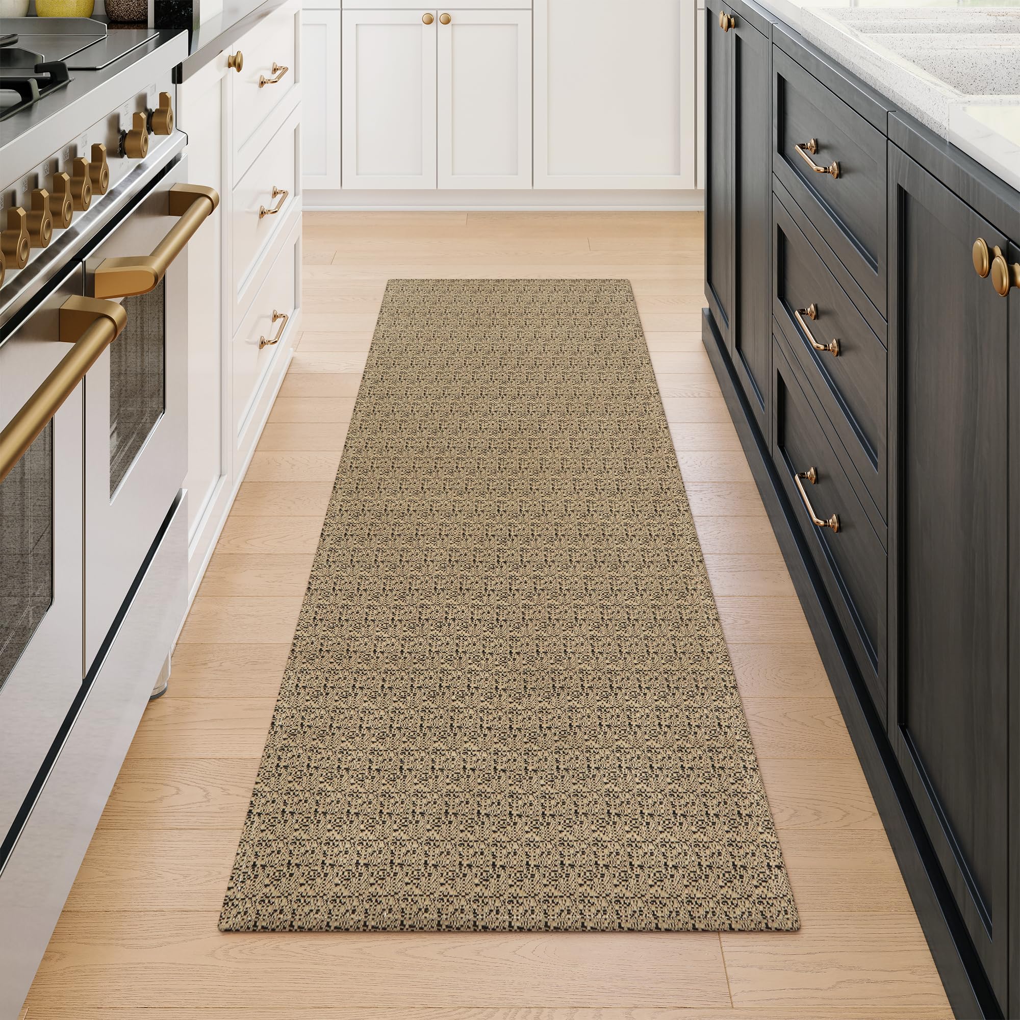 Lahome AR-MXZ-GDCXHM-61X183 2 x 6 (ft) Green Classic Abstract Pattern Cotton Woven Rectangular Indoor Area Rug