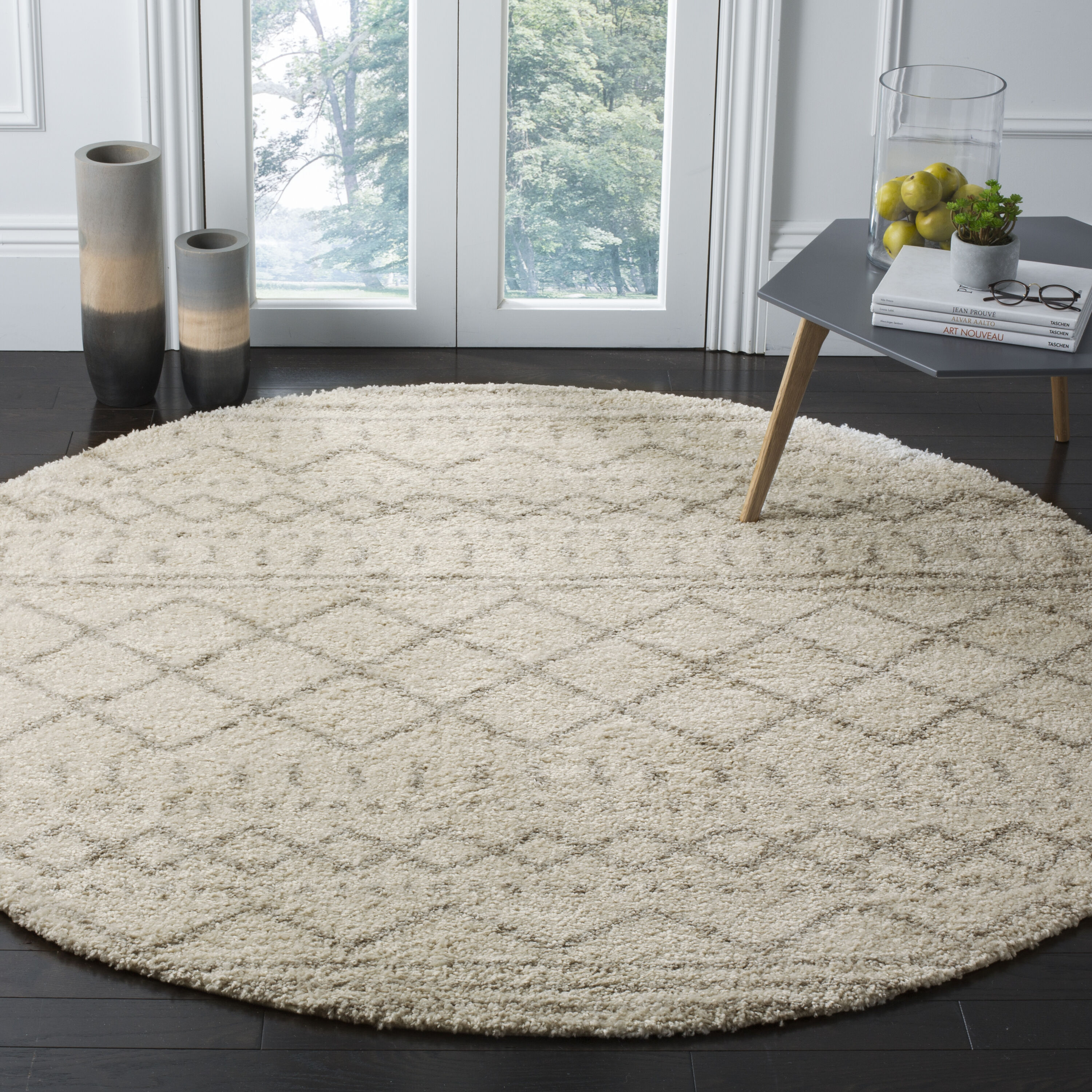 Safavieh ASG741A-10R Arizona Lotta Shag 10 x 10 (ft) Loomed Polypropylene Ivory/Beige Round Indoor Abstract Moroccan Area rug