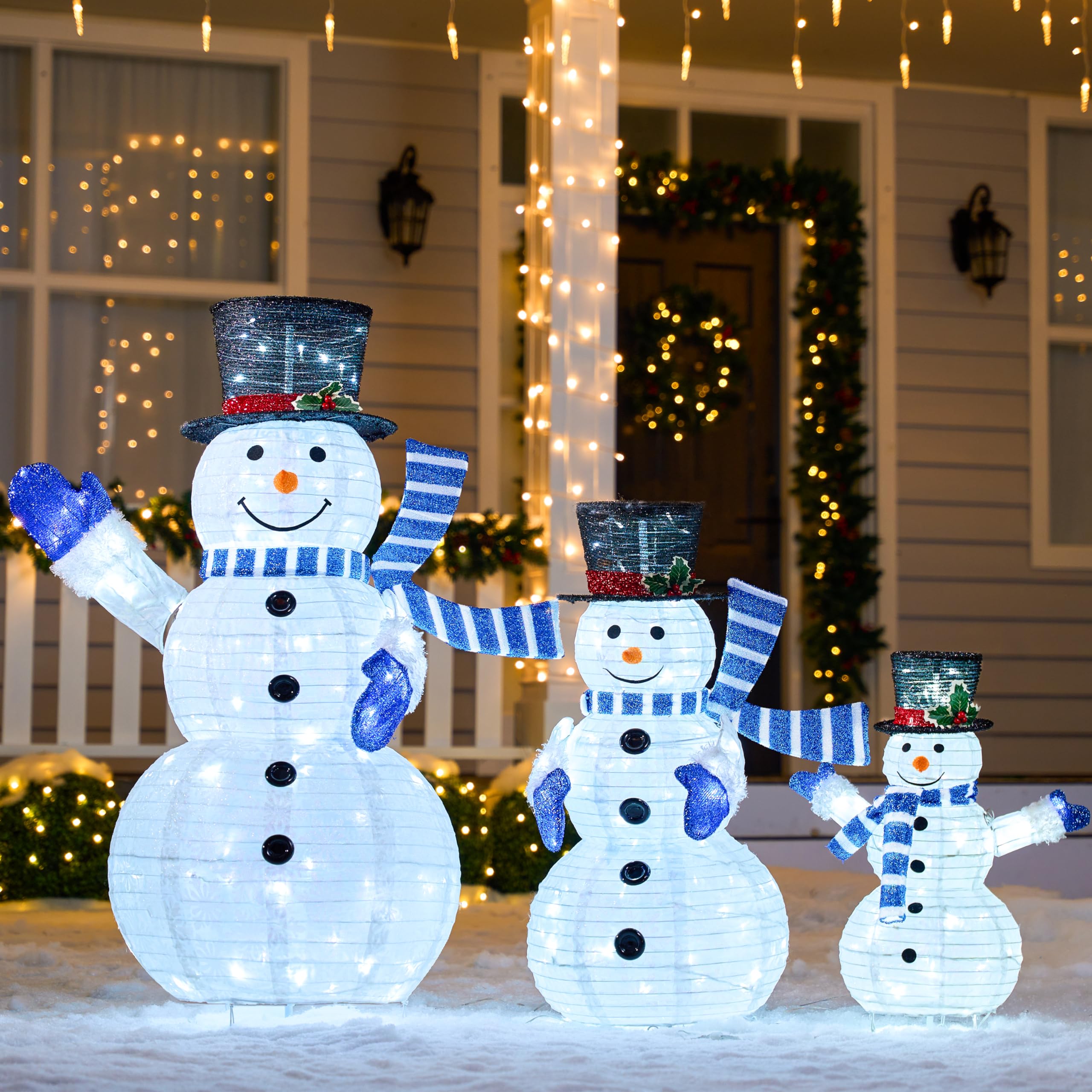Karl Home Pre-lit 2D Snowman Family With 80 LED White Lights Christmas Decoration - View #13