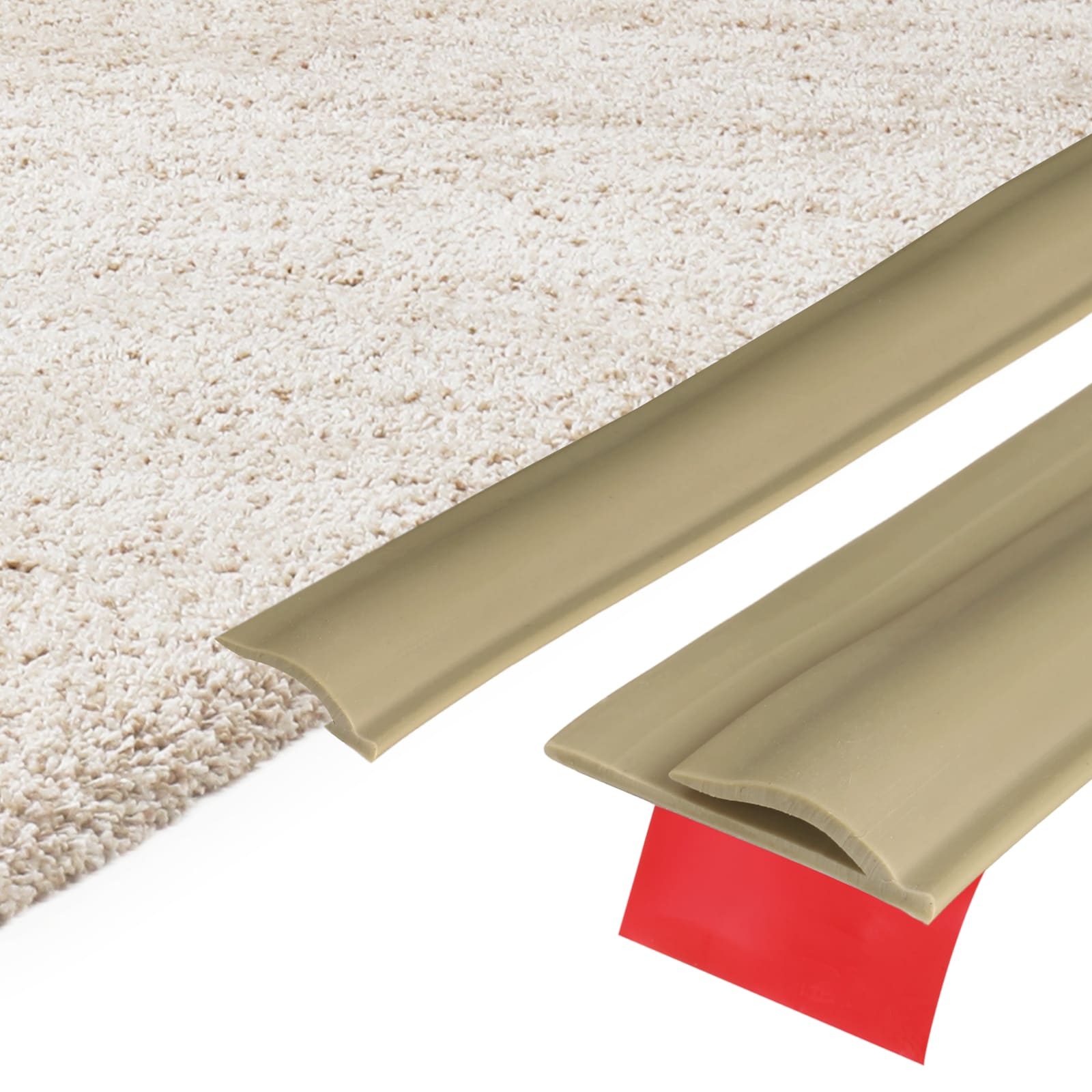 Unique Bargains 13.12Ft x 1.18inch x 0.22inch Carpet to Tile Transition Strip Self-Adhesive Carpet Edge Strip TPE Gap Cover Laminate Edge Trim for Uneven Surfaces Brown
