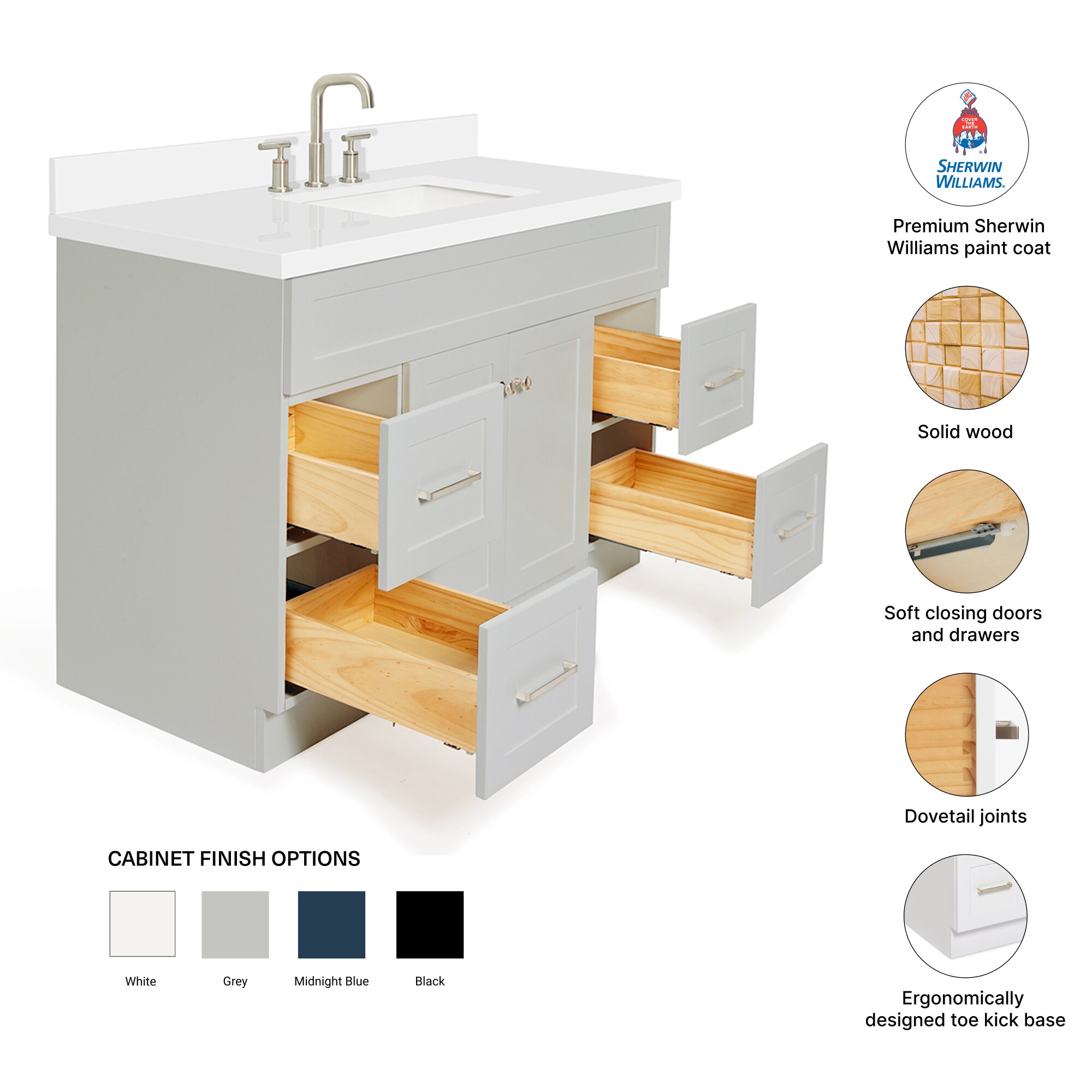 ARIEL F049SWQRVOGRY Bath-Vanity-Combo - View #4