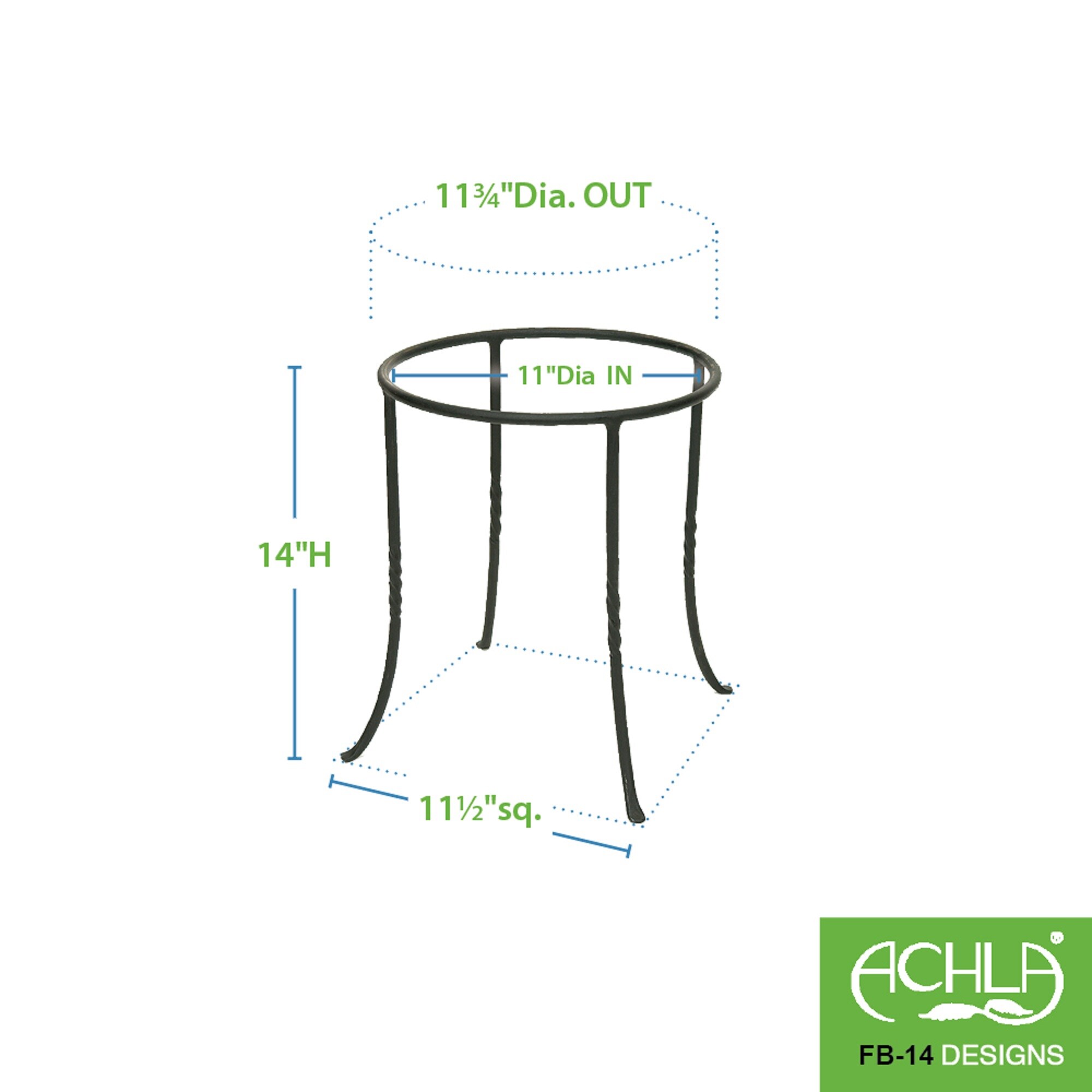 14" Black Wrought Iron Patio Plant Stand