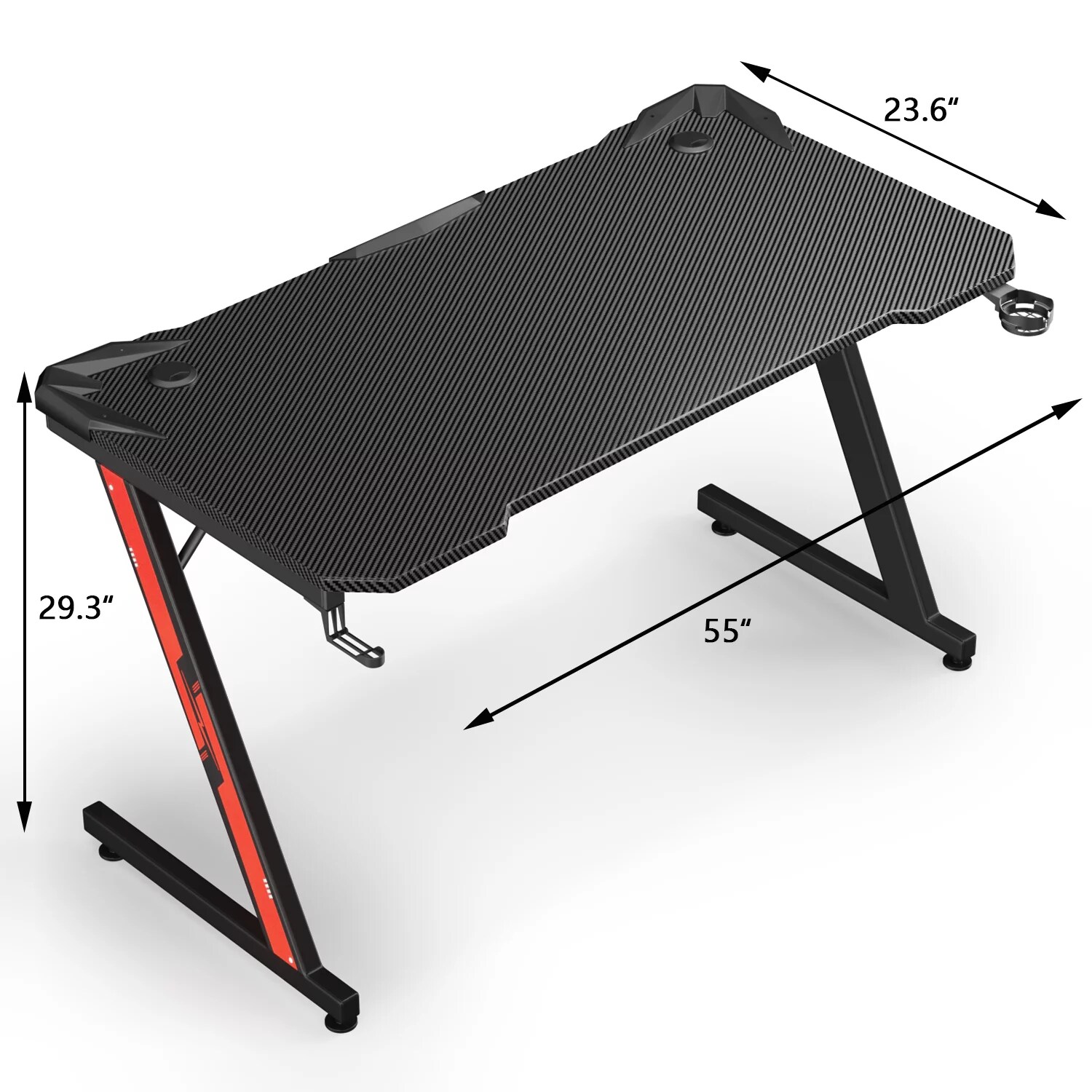 GTG-EVO 55'' RGB Sit-Stand Gaming Desk with PC Case and Glass Desktop
