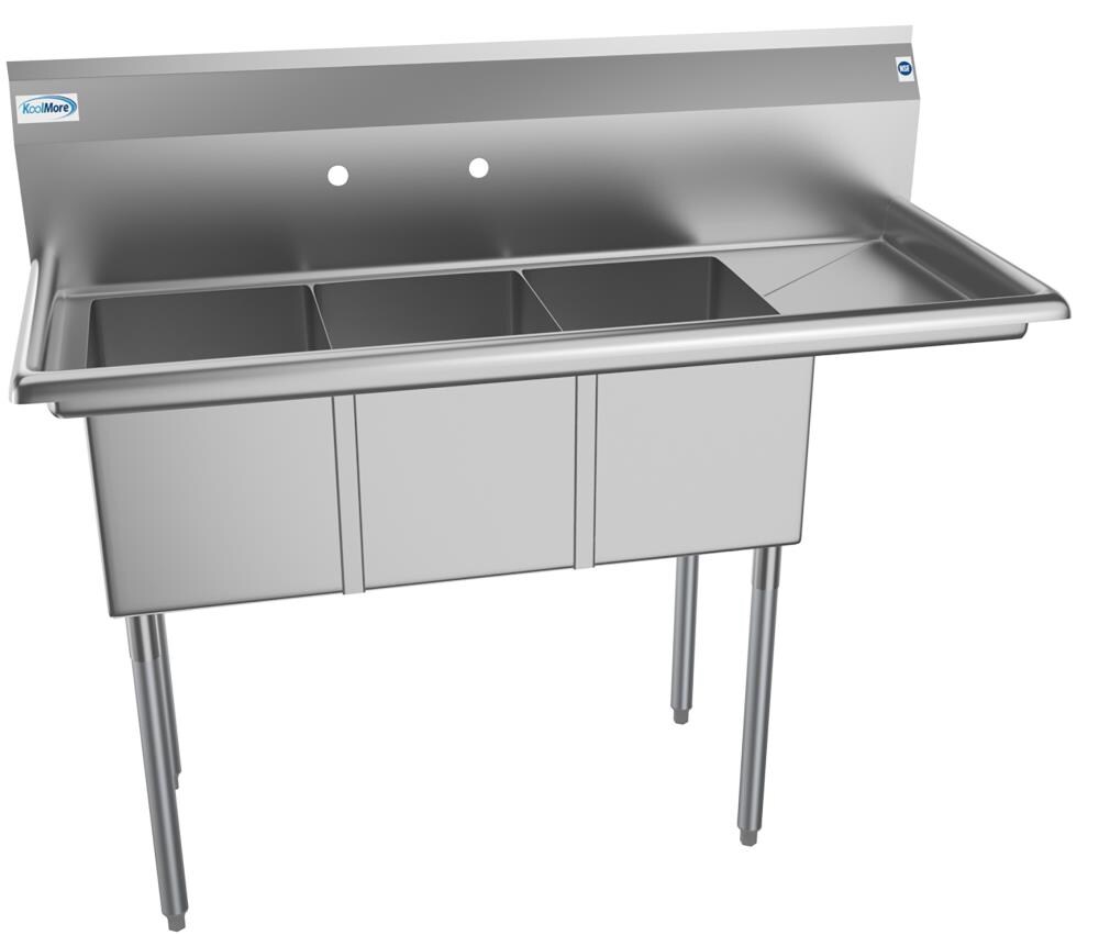 KoolMore 22-in x 51-in 3-Basin Stainless Steel Freestanding Utility Tub ...