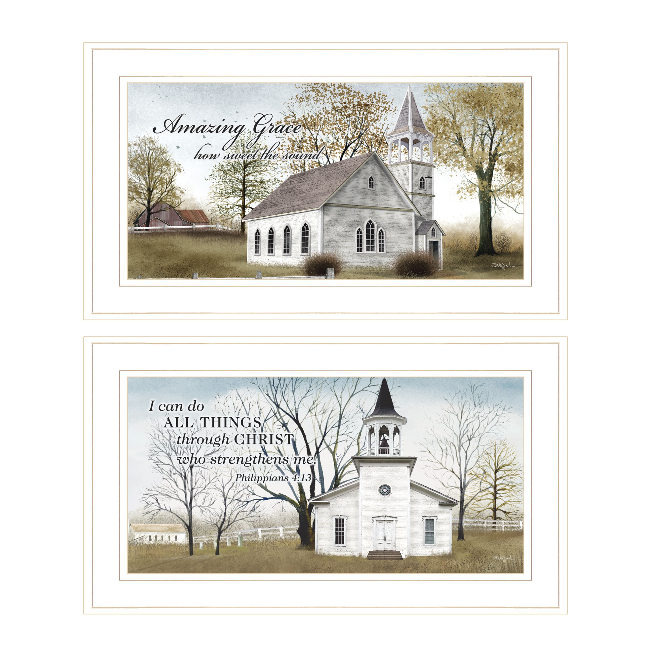 Trendy Decor 4U V343-226G Amazing Grace Billy Jacobs White Wood Framed 12-in H x 21-in W Inspirational Paper Print