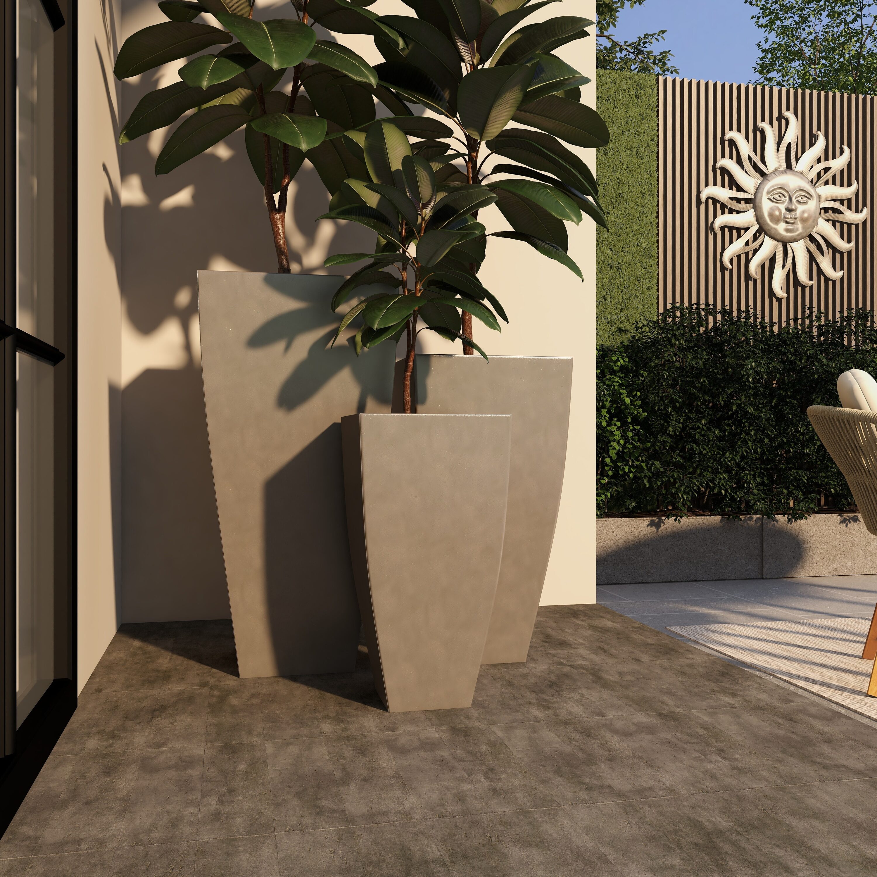 Gray Metal Indoor Outdoor Tapered Planters Set of 3