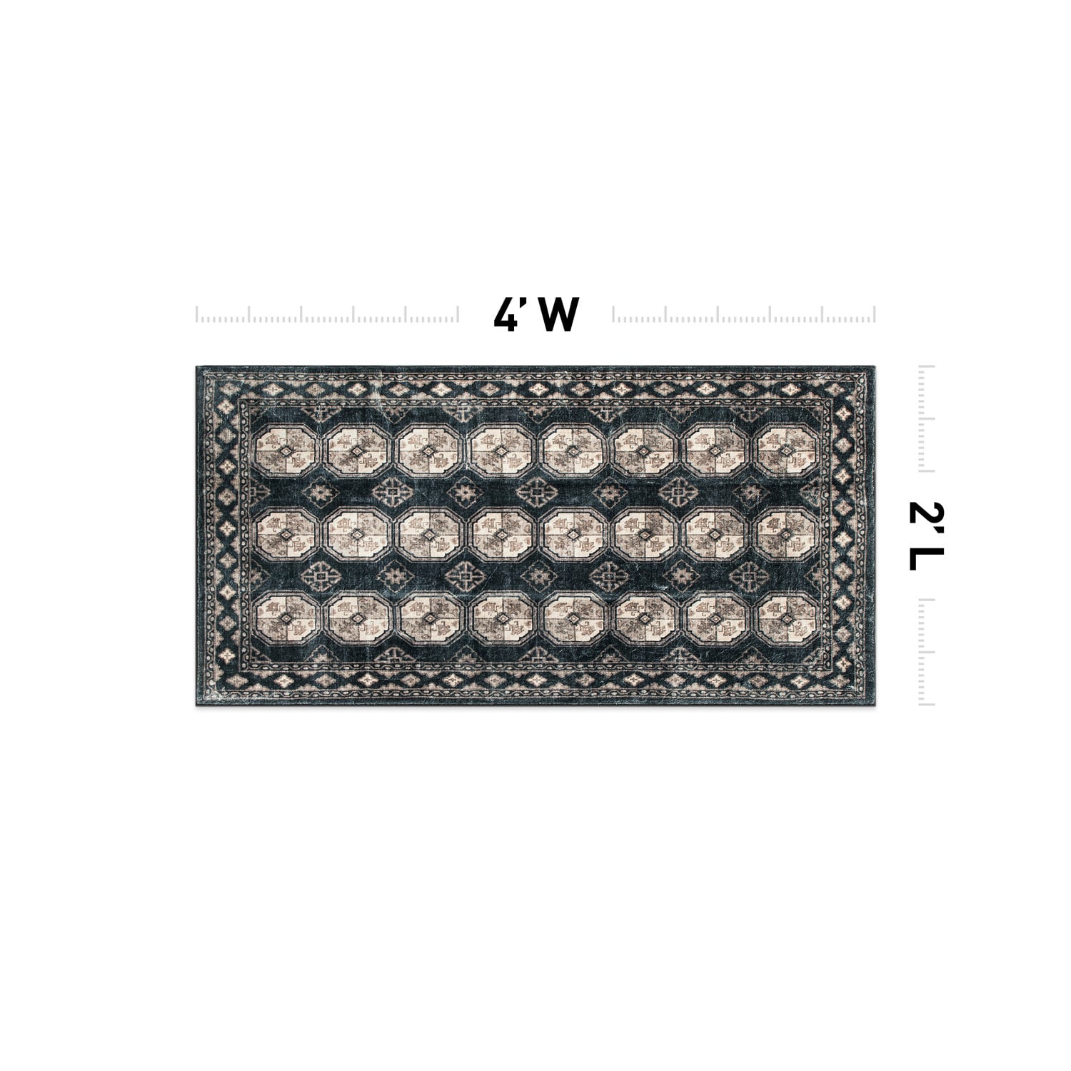 World Rug Gallery WR83ANTHRACITE2X4 Stanford 2 x 4 (ft) Flatweave Anthracite Rectangular Indoor Distressed/Overdyed Oriental Machine washable Pet Friendly Area rug