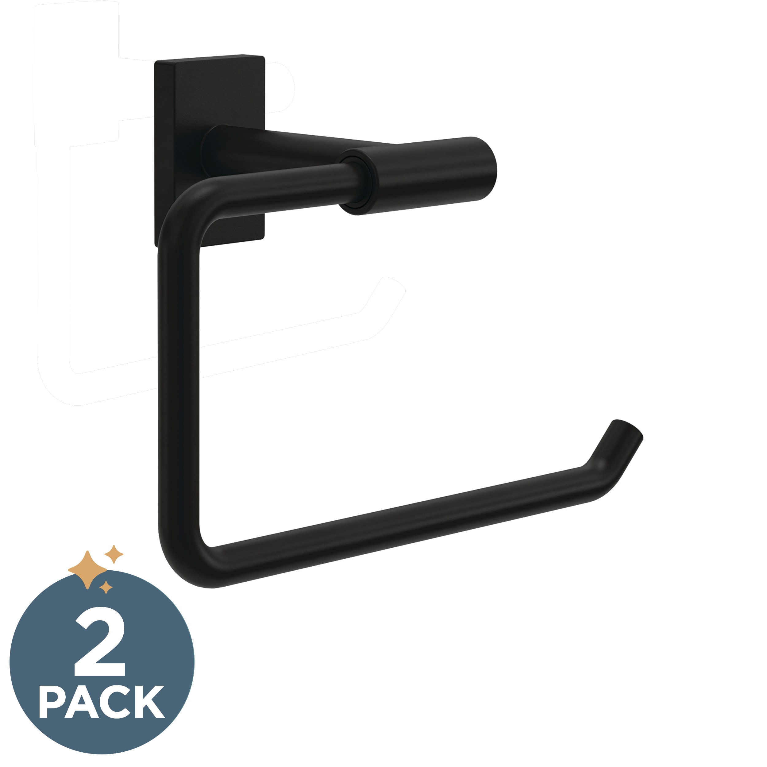 Franklin Brass HRT50MB-2PK Hartwell Matte Black Wall mount Euro Toilet Paper Holder 1 -Rolls 2 -Pack
