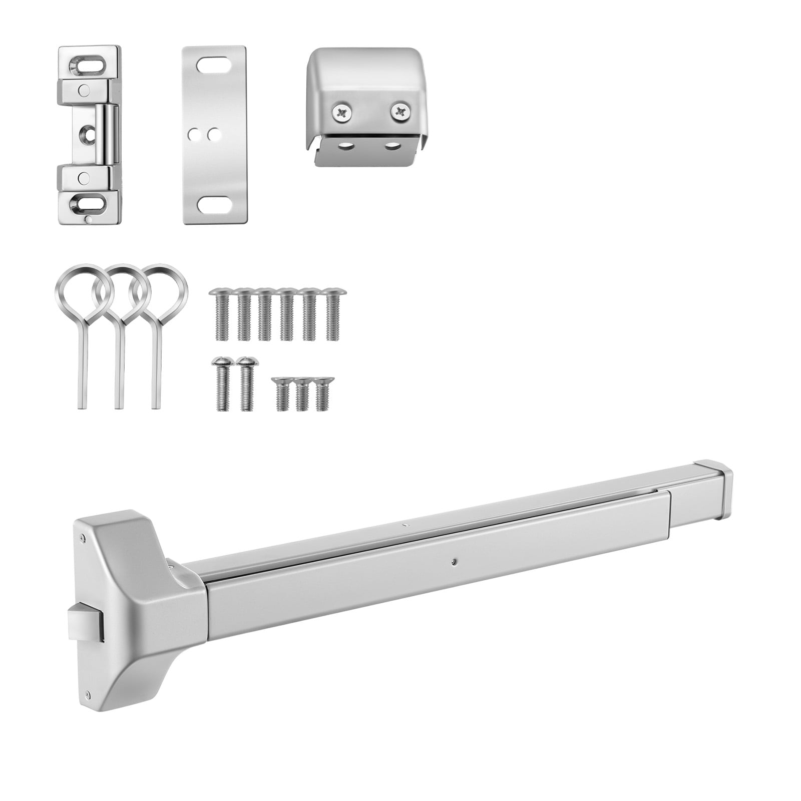 Mecale 28-in Push Bar Panic Exit Device Rim Style Commercial Door Hardware for 28 to 41-in Doors - Silver #YAS-151SMJ
