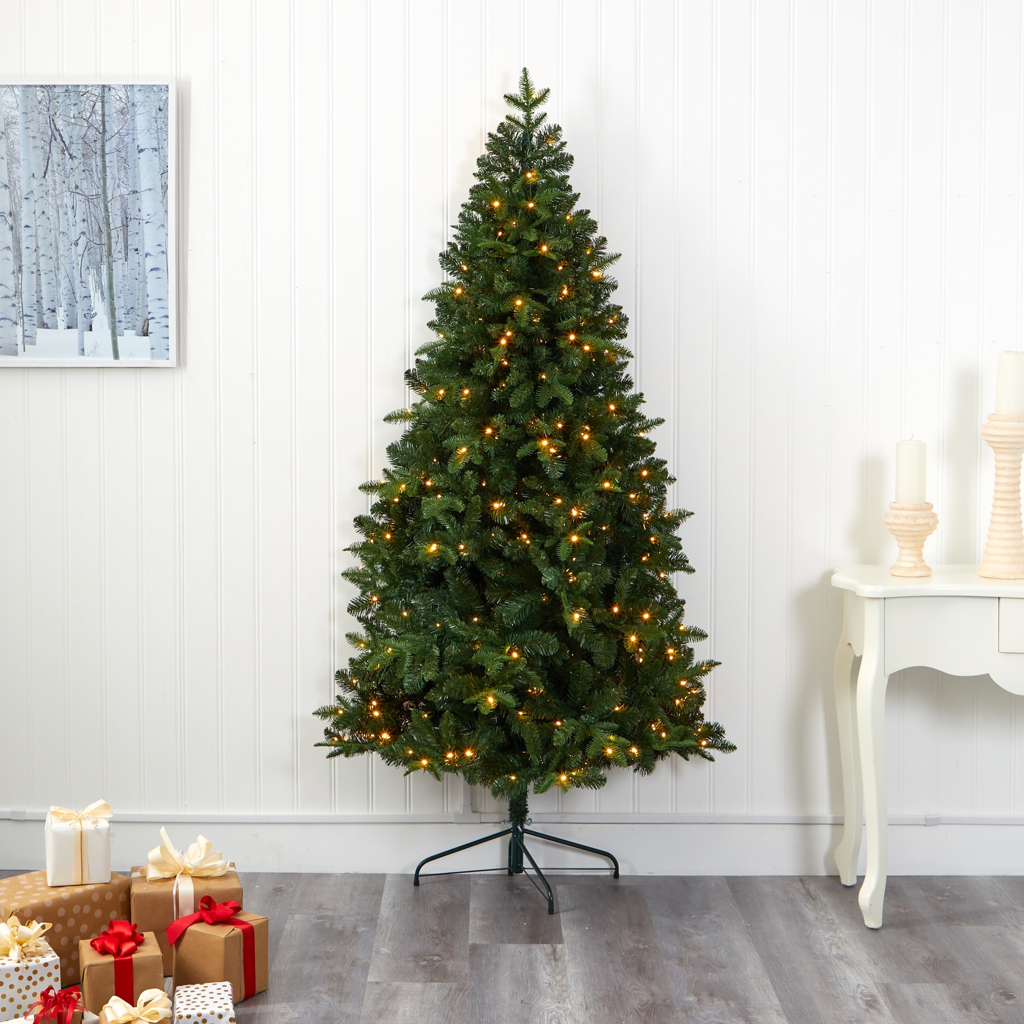 Nearly Natural 7-ft Spruce Pre-lit Artificial Christmas Tree with LED ...