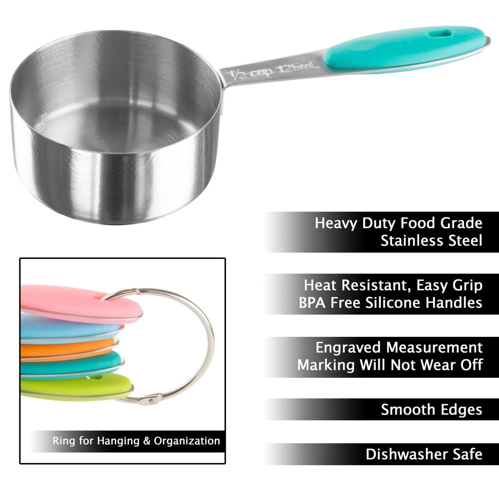 Hastings Home Stainless Steel Measuring Cup Set in the Kitchen