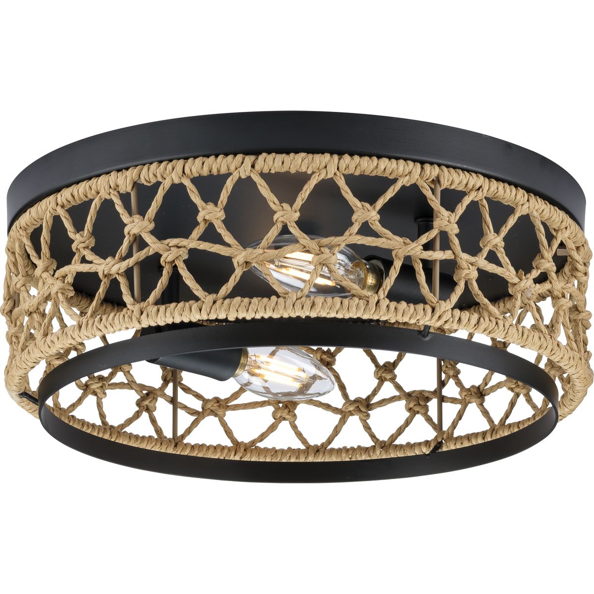 Progress Lighting P350242-31M Chandra 2 -Light 12-in Matte Black Flush Mount Light