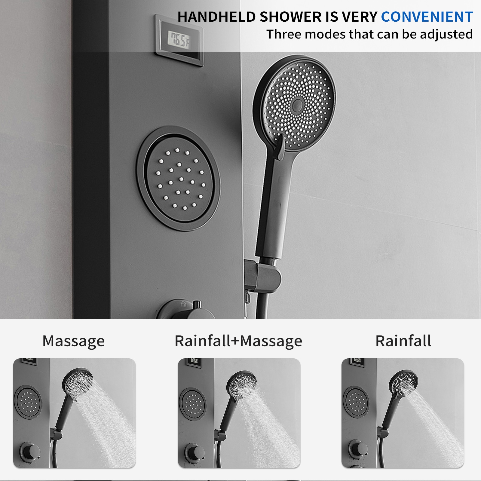 BWE YTP06-BLACK Showerhead-Bar-Panels - View #5
