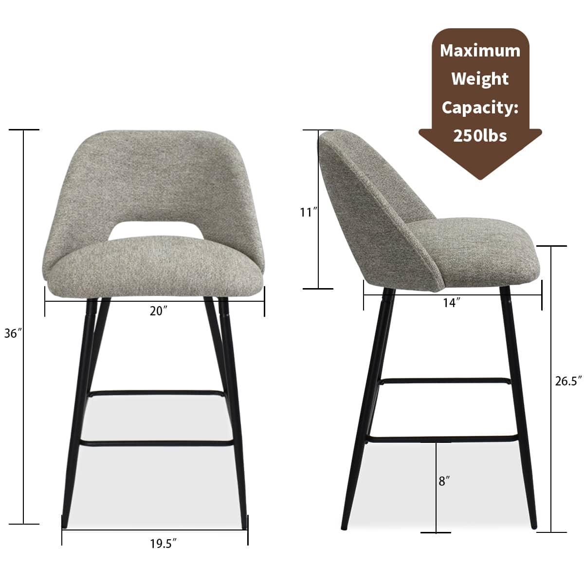 Maison Boucle EDWIN-MIDBAR-LTGR-4 stools - View #3