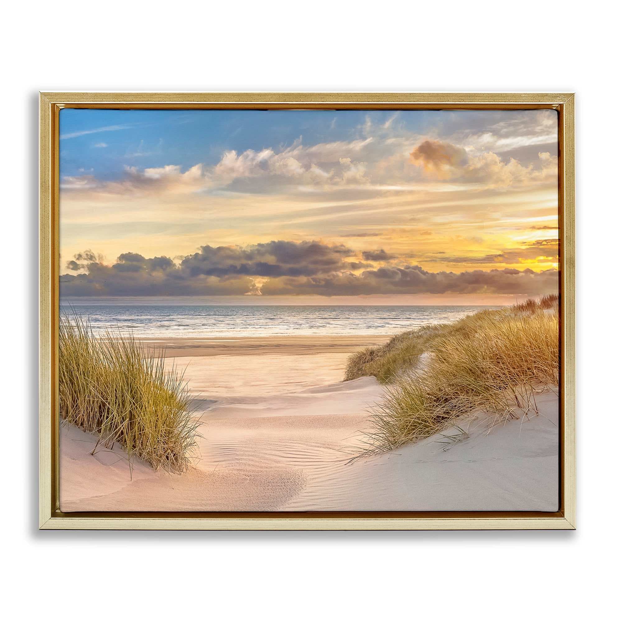Stupell Industries BS-160-FFG-16X20 Serene Beach Between Dunes Floating Frame design by Mike Calascibetta