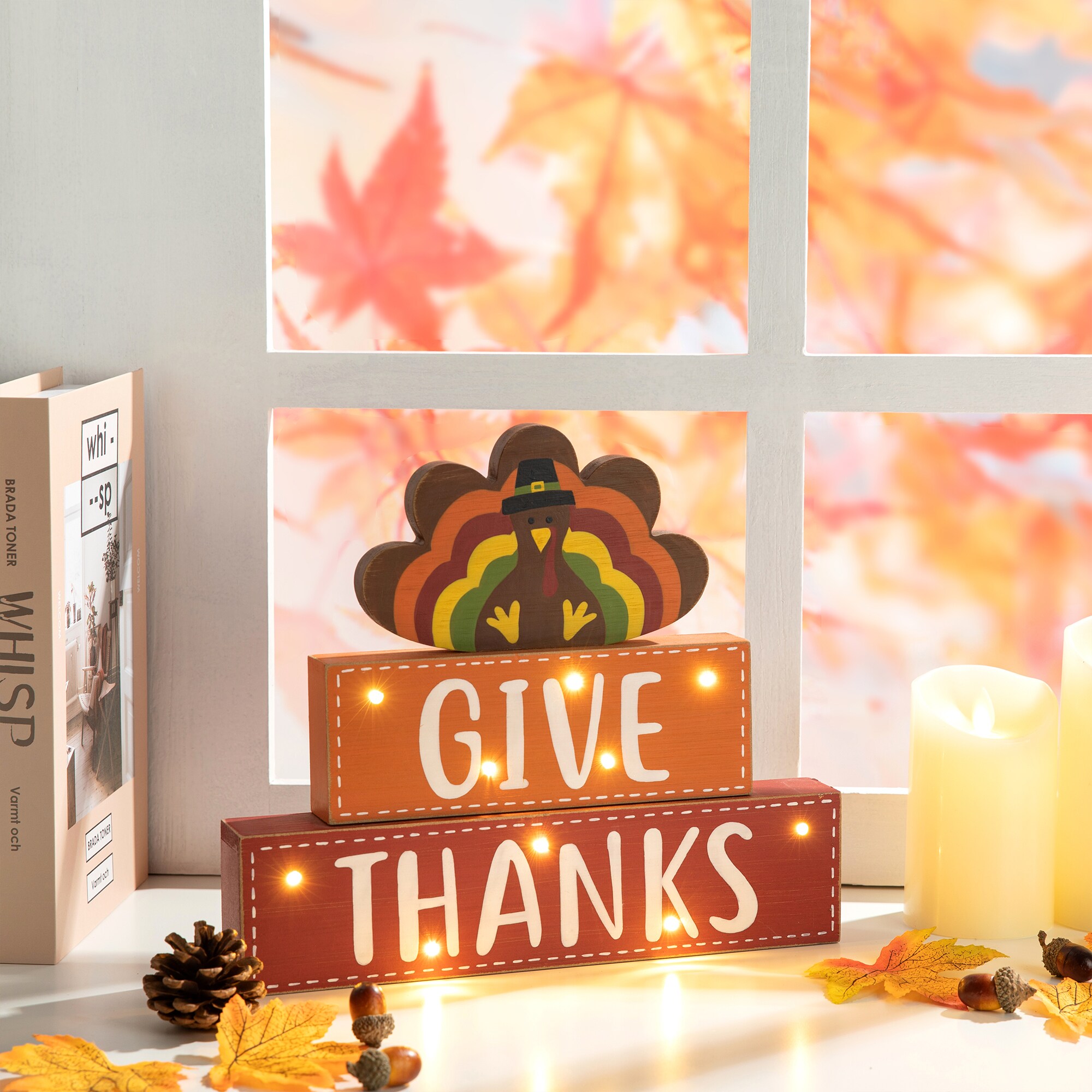 Glitzhome 10.28-in Lighted Turkey Tabletop Decoration in the Fall Decor ...