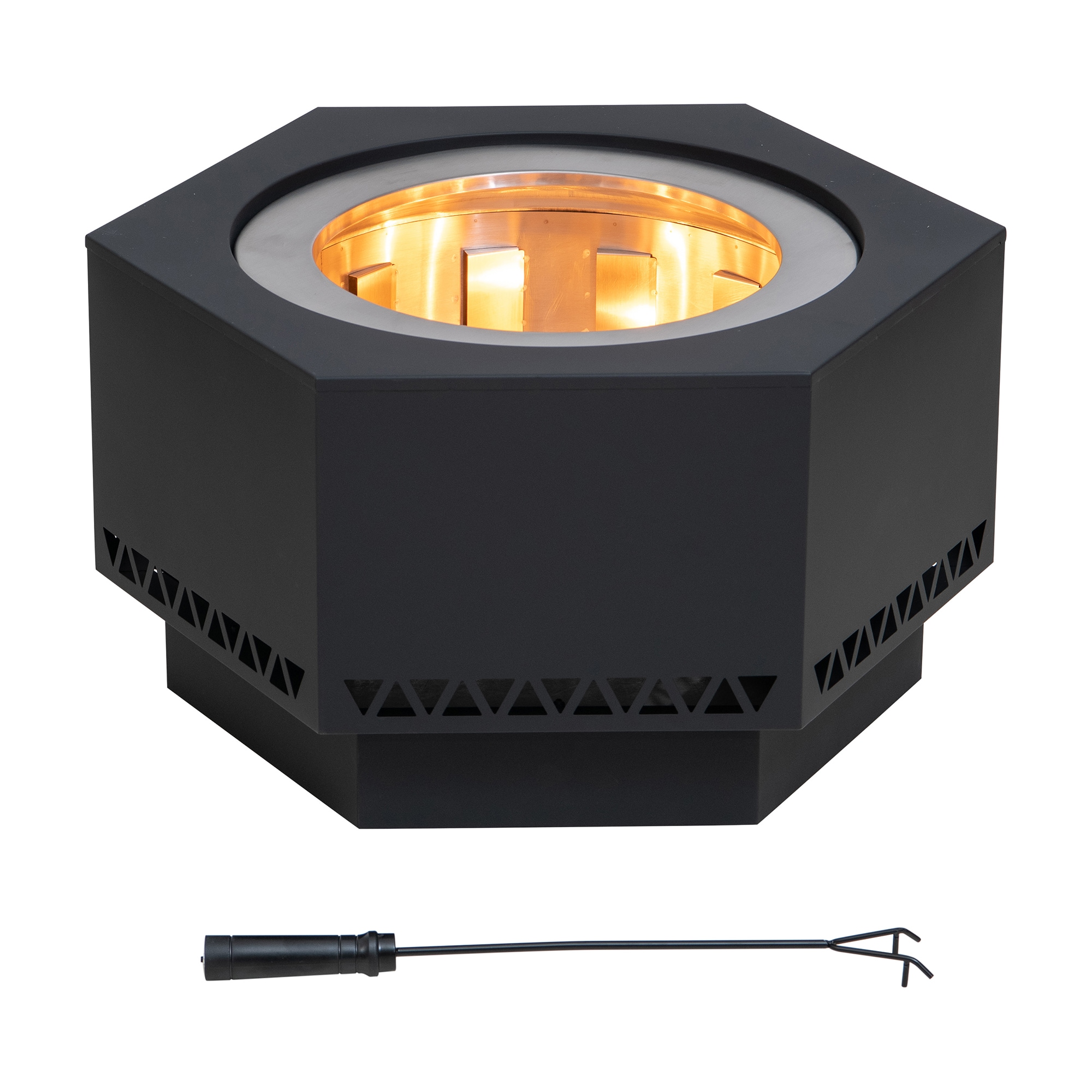 Sunjoy 27.87-in W Matte Hammered Black Stainless Steel Wood