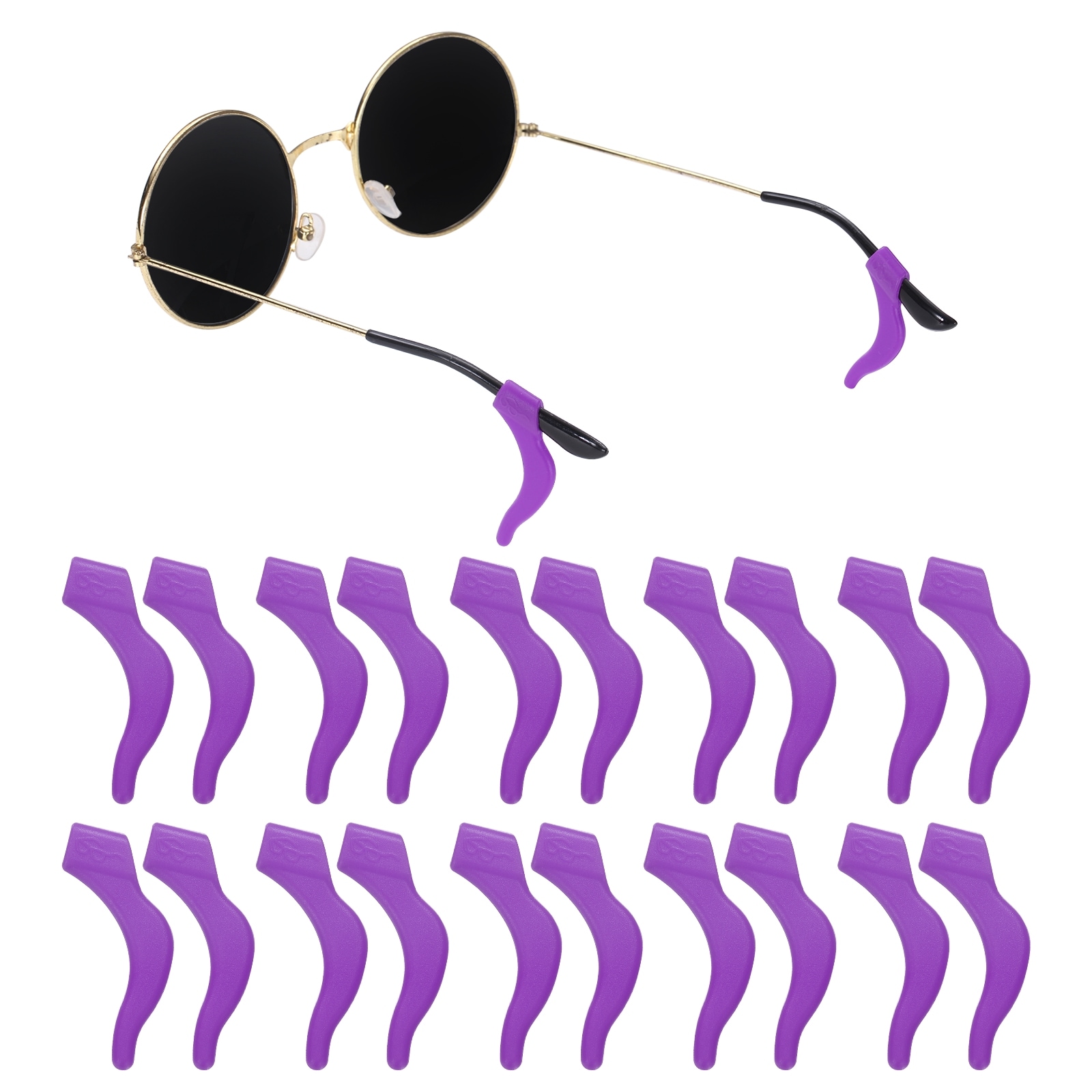 Harfington 15 Pairs Glasses Ear Grip Silicone Anti-slip Ear Hook Eyewear Retainer Eyeglass Temple Tip Holder for Daily Wear Glasses Sunglasses Reading Eyeglasses Purple #S26010902UX7155