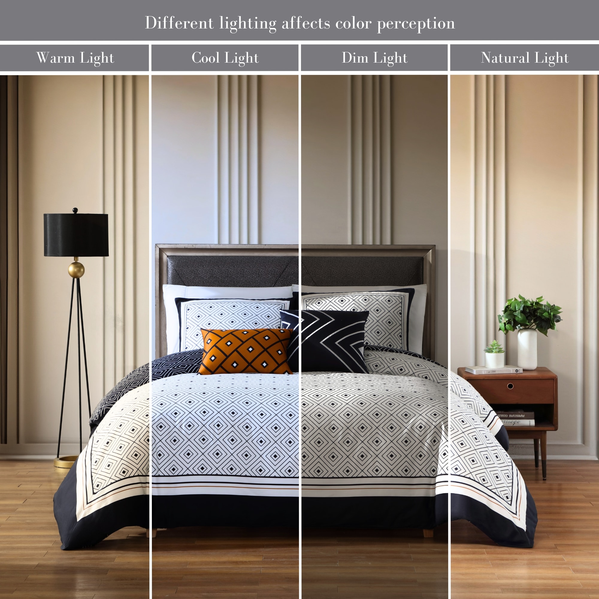 Queen White and Black Cotton Reversible Comforter Set
