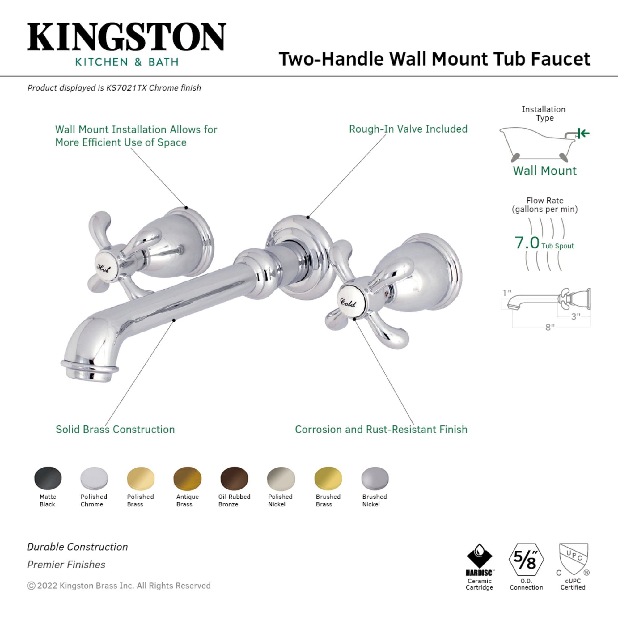 Kingston Brass WLKS7023TX Roman-Tub-Faucets - View #3