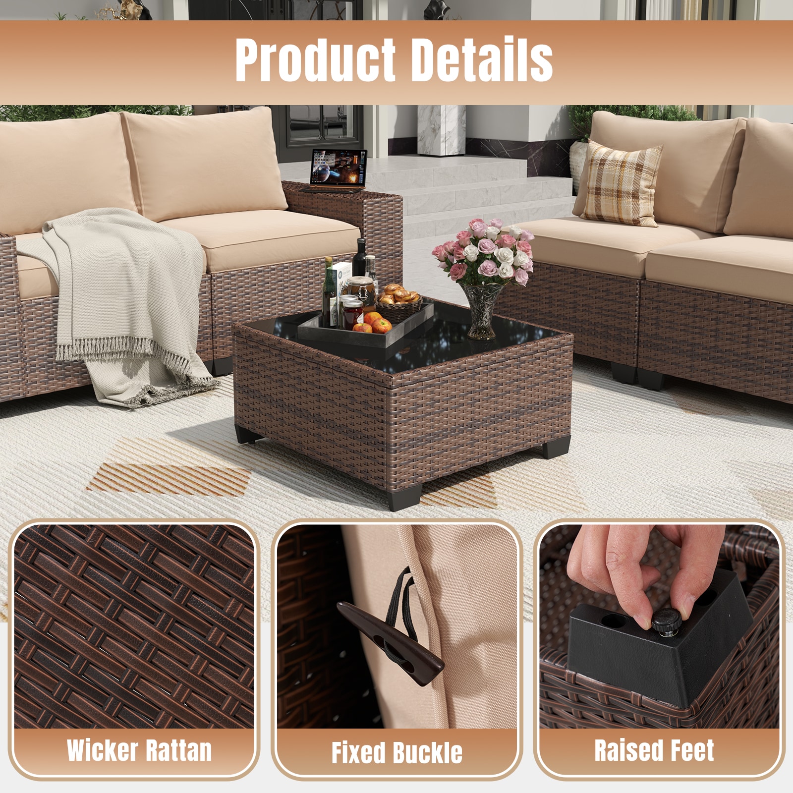AOXUN PA-039BR11 Patio-Conversation-Sets - View #2