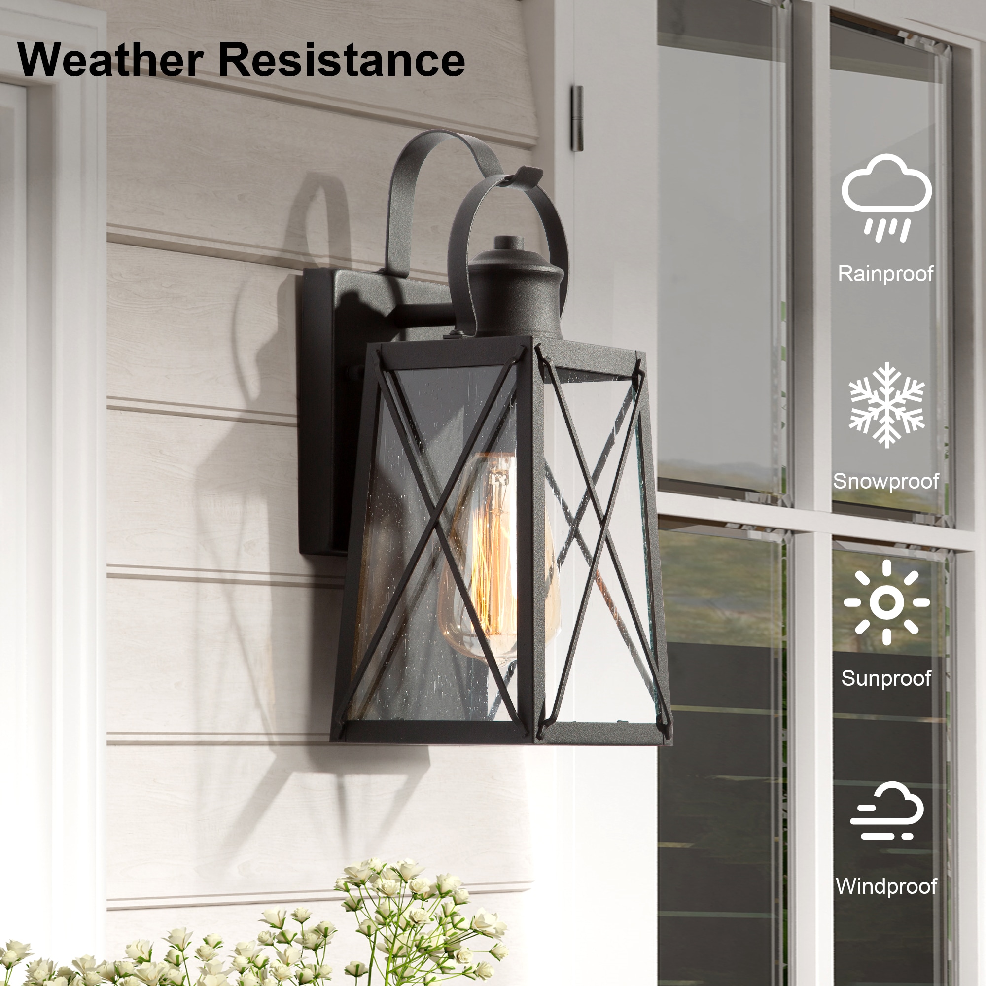 LNC M2QUAYLWS151BV7 Orlan 1 -Light 12.5-in H Matte Black Hardwired Outdoor Wall Light