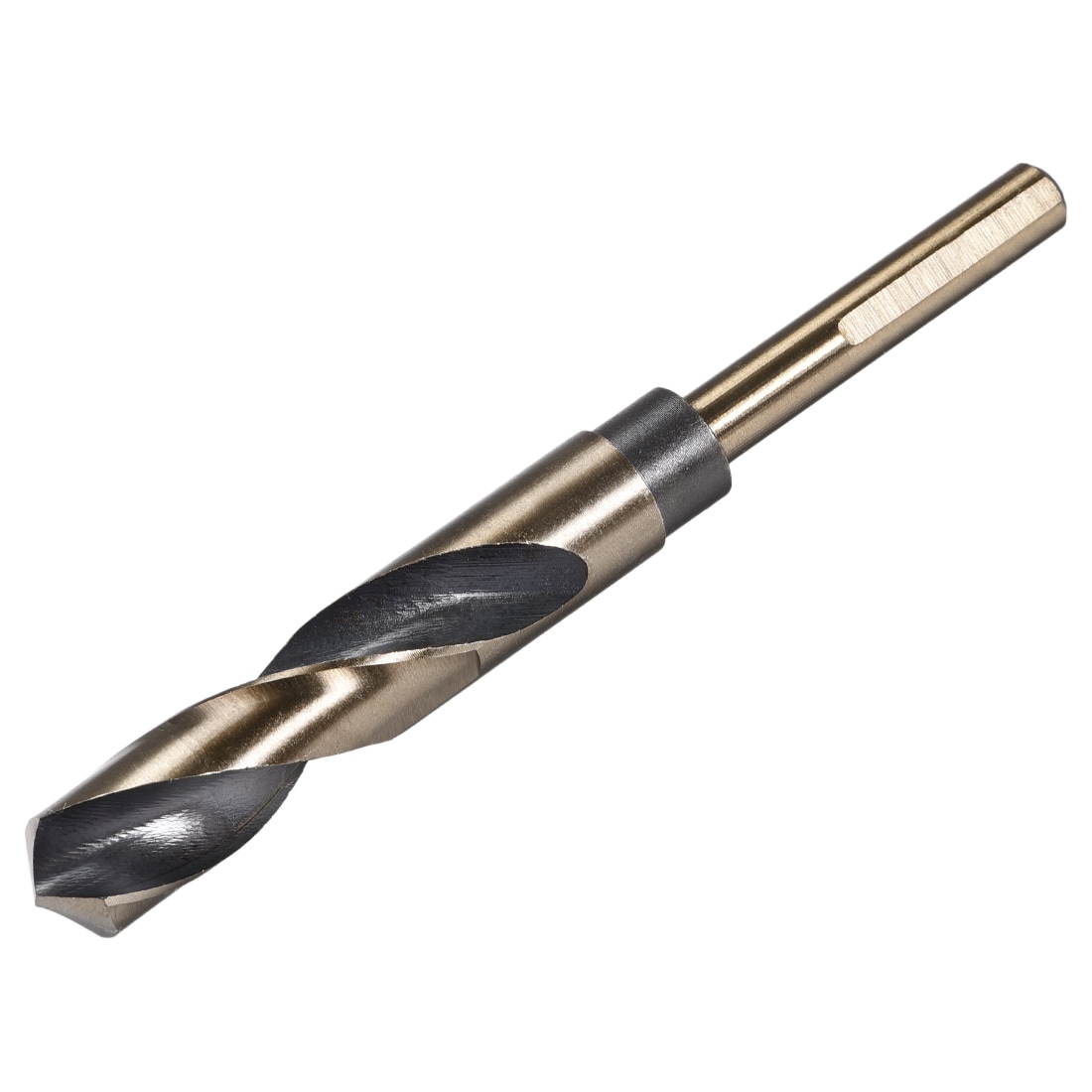 Unique Bargains Reduced Shank Twist Drill Bits 17mm Black Nitride and Gold Titanium Coated High Speed Steel 4341 with 10mm (3/8inch) Shank for Stainless Steel Alloy Metal Plastic Wood #S26031700UX4209