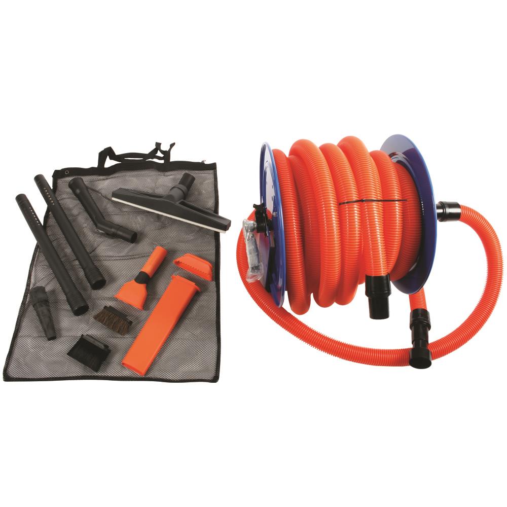 Hose Reel w/ 1.25″ x 50 Foot Hose & 6 Foot Connecting Hose & Industrial  Upholstery Tool – Manufacturer of VacuMaid Central Vacuum Systems
