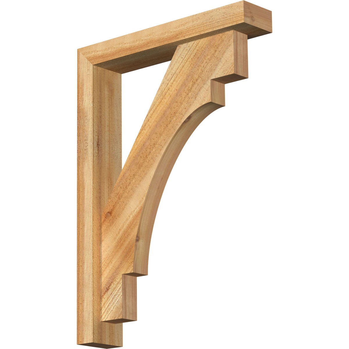 Ekena Millwork 1463018 Merced Block Rough Sawn Bracket with Offset Brace 4-in x 20-in x 28-in Western red cedar Brown Wood Standard bracket