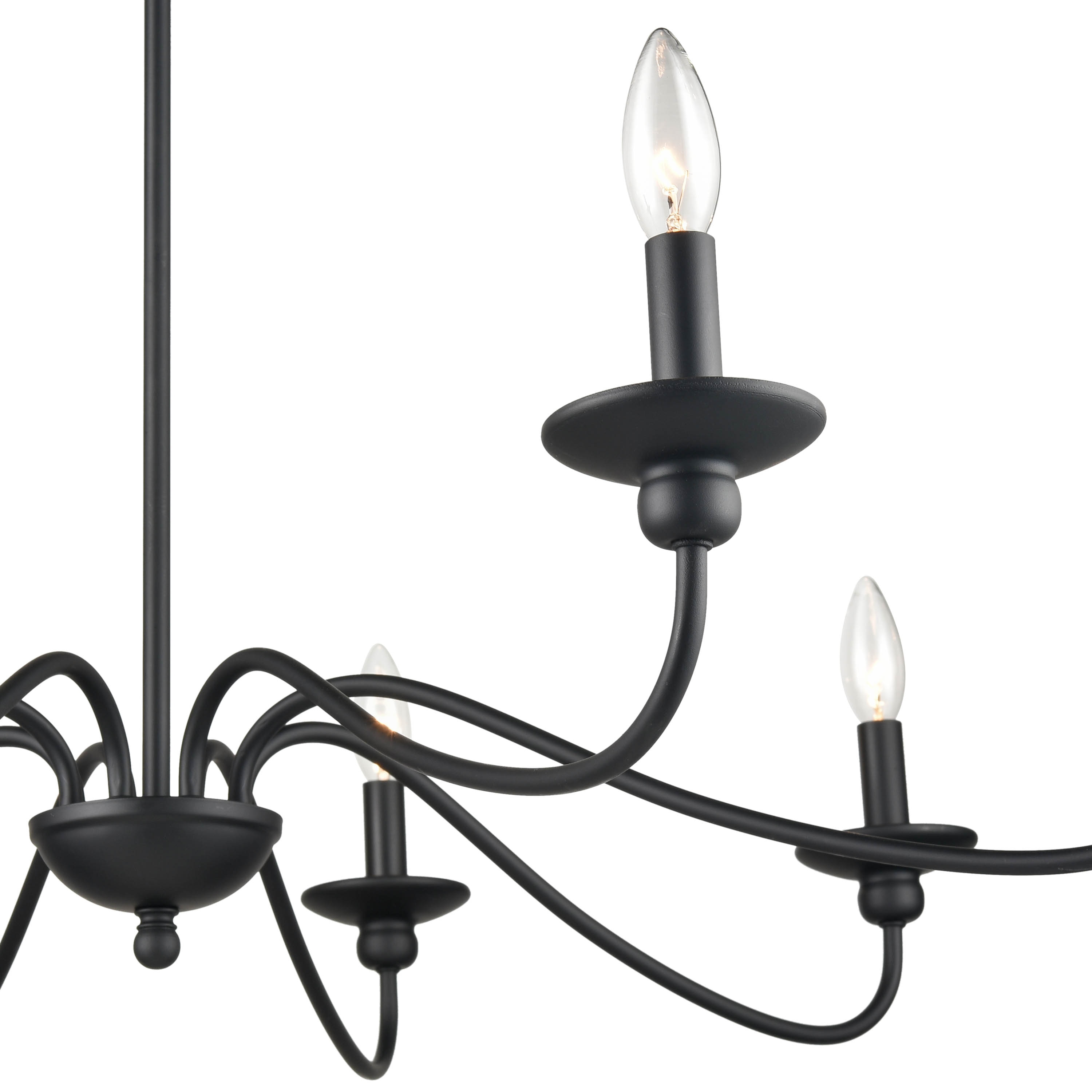 Delvona Matte Black 8-Light Candle Chandelier