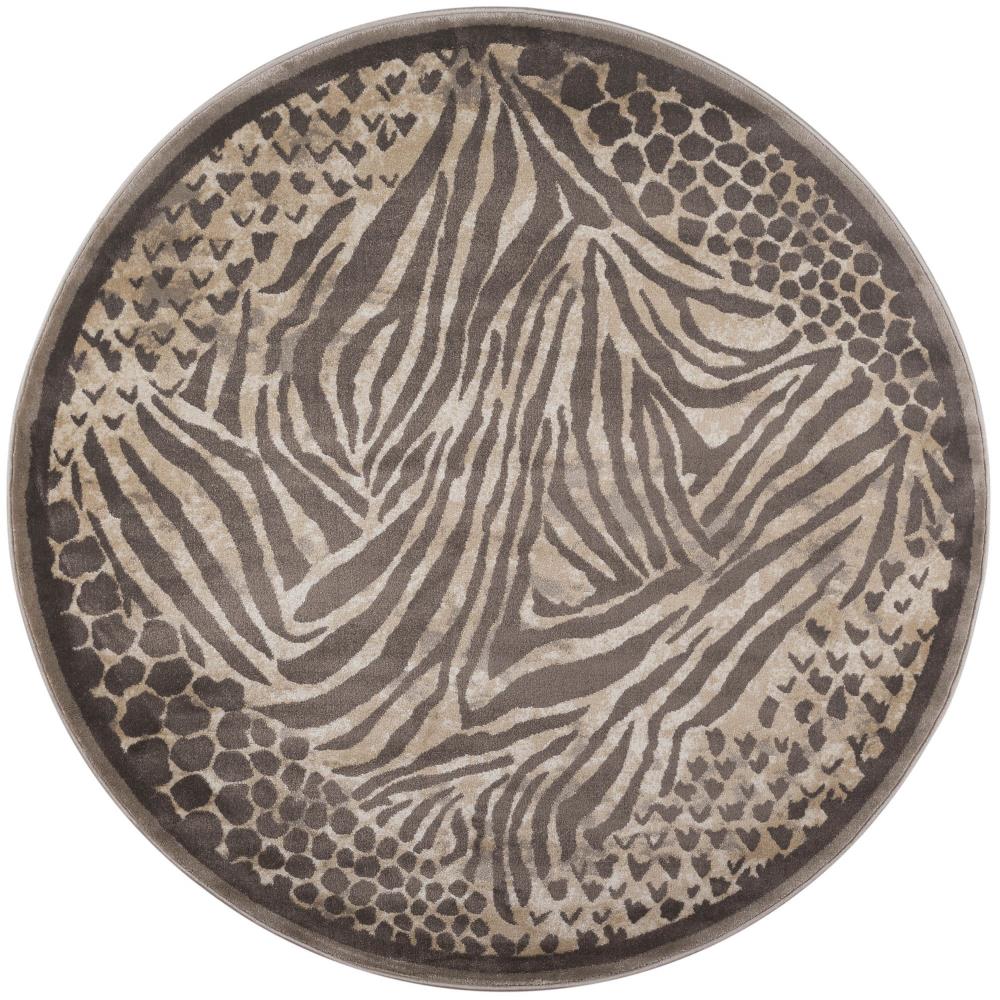 Radici USA 3808/0014/BROWN Garda 5 x 5 (ft) Polypropylene Brown Round Indoor Animal print Lodge Area rug