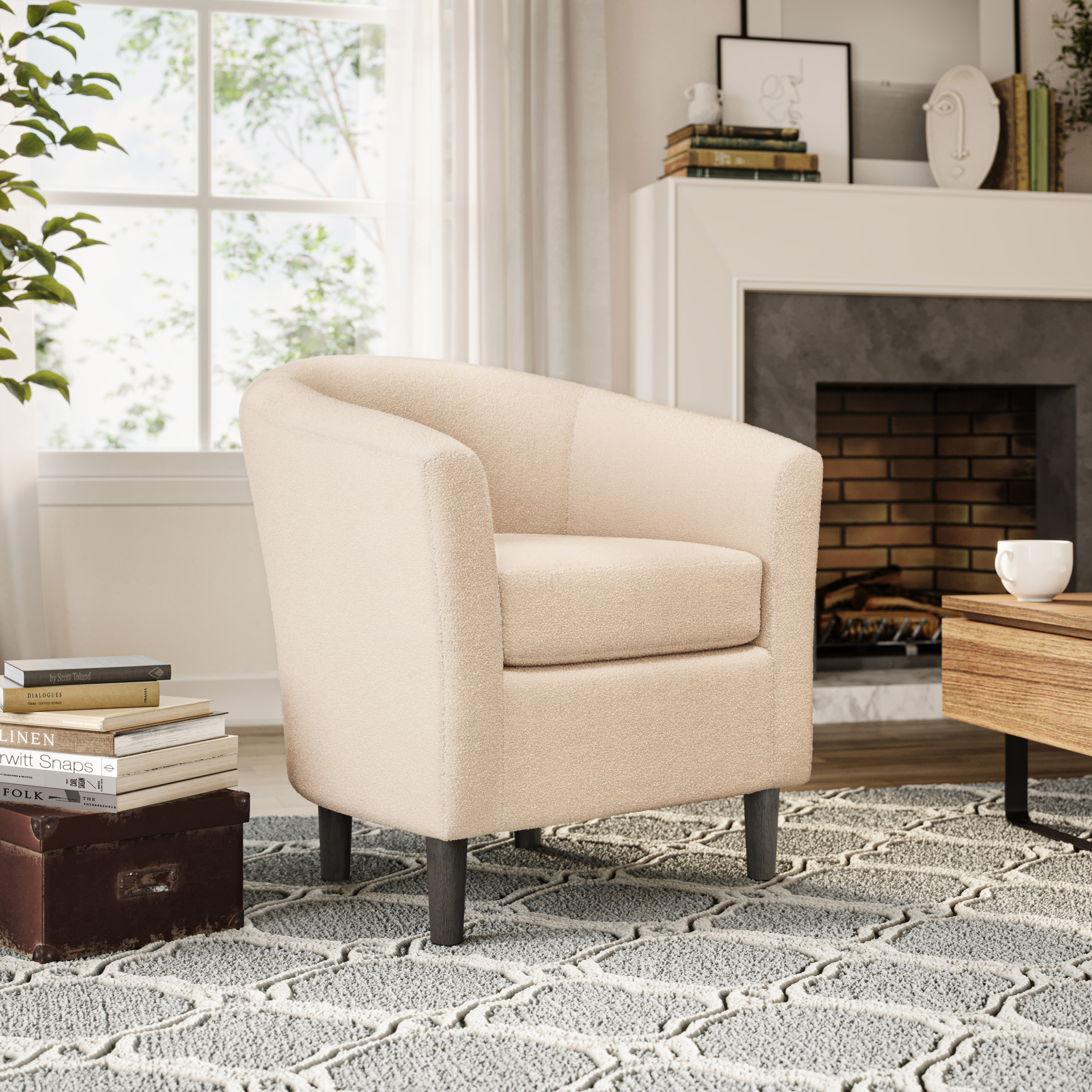 CorLiving 27-in W Modern Cream Barrel Armchair in the Chairs department ...