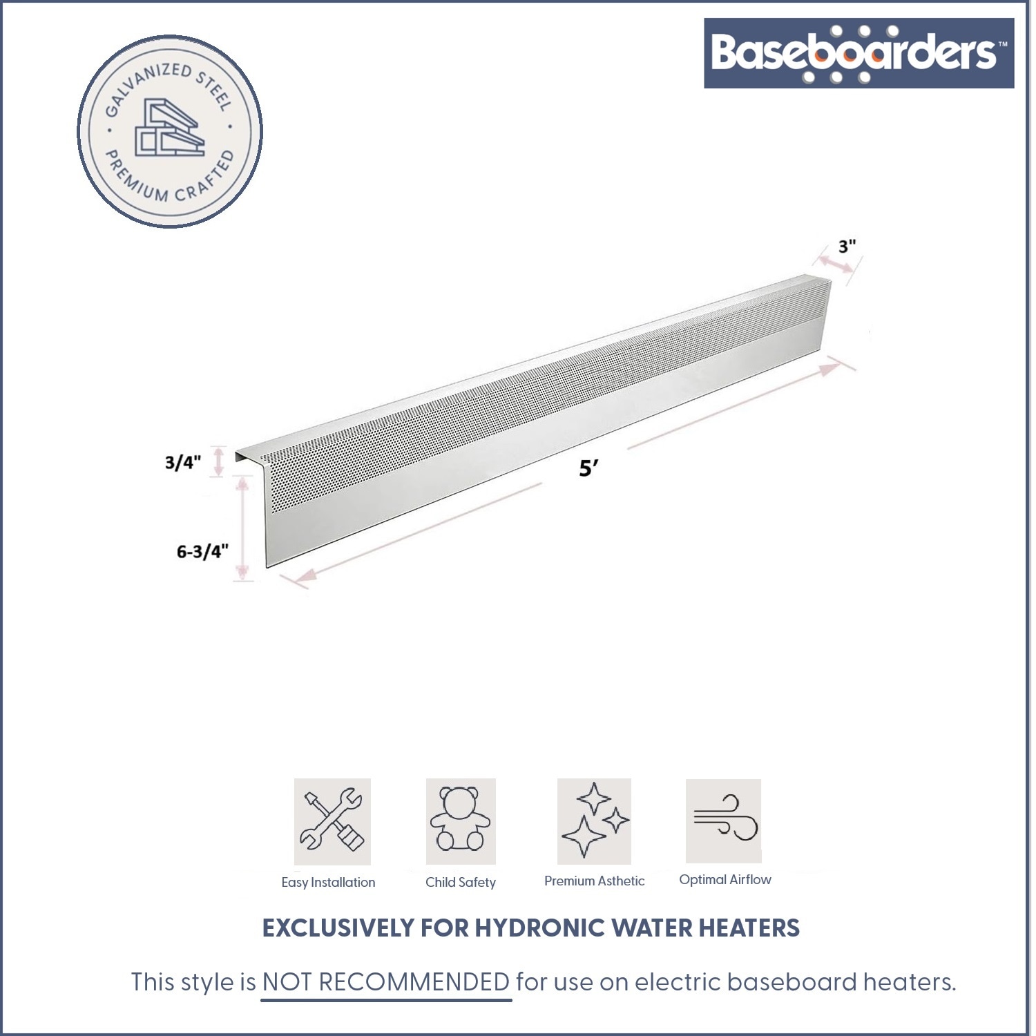 Baseboarders BC001-60-WHT Baseboard-Heater-Covers - View #2