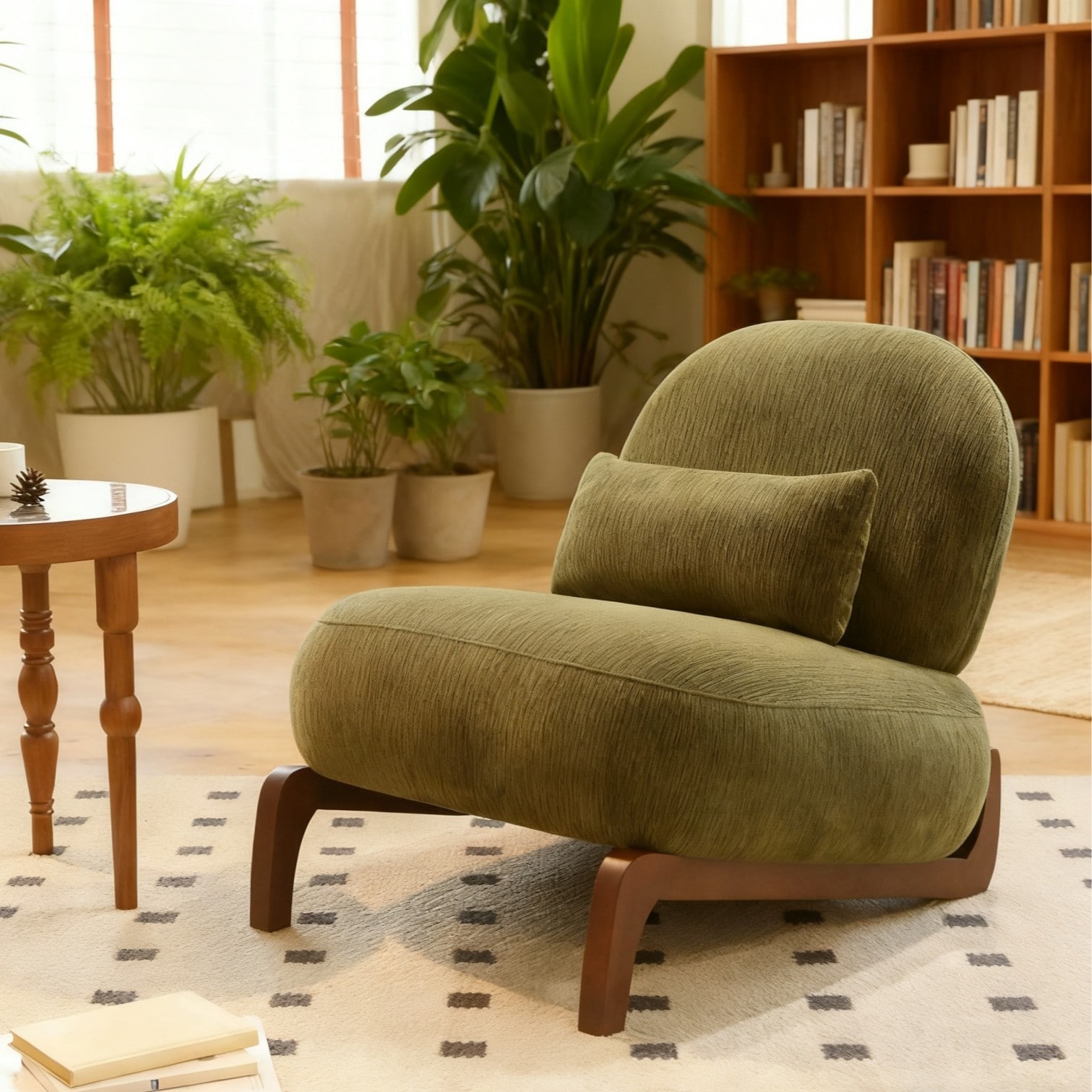 Horizons Prime - Green Velvet Accent Chair with Solid Wood Legs and Soft Cushion for Living Room ...