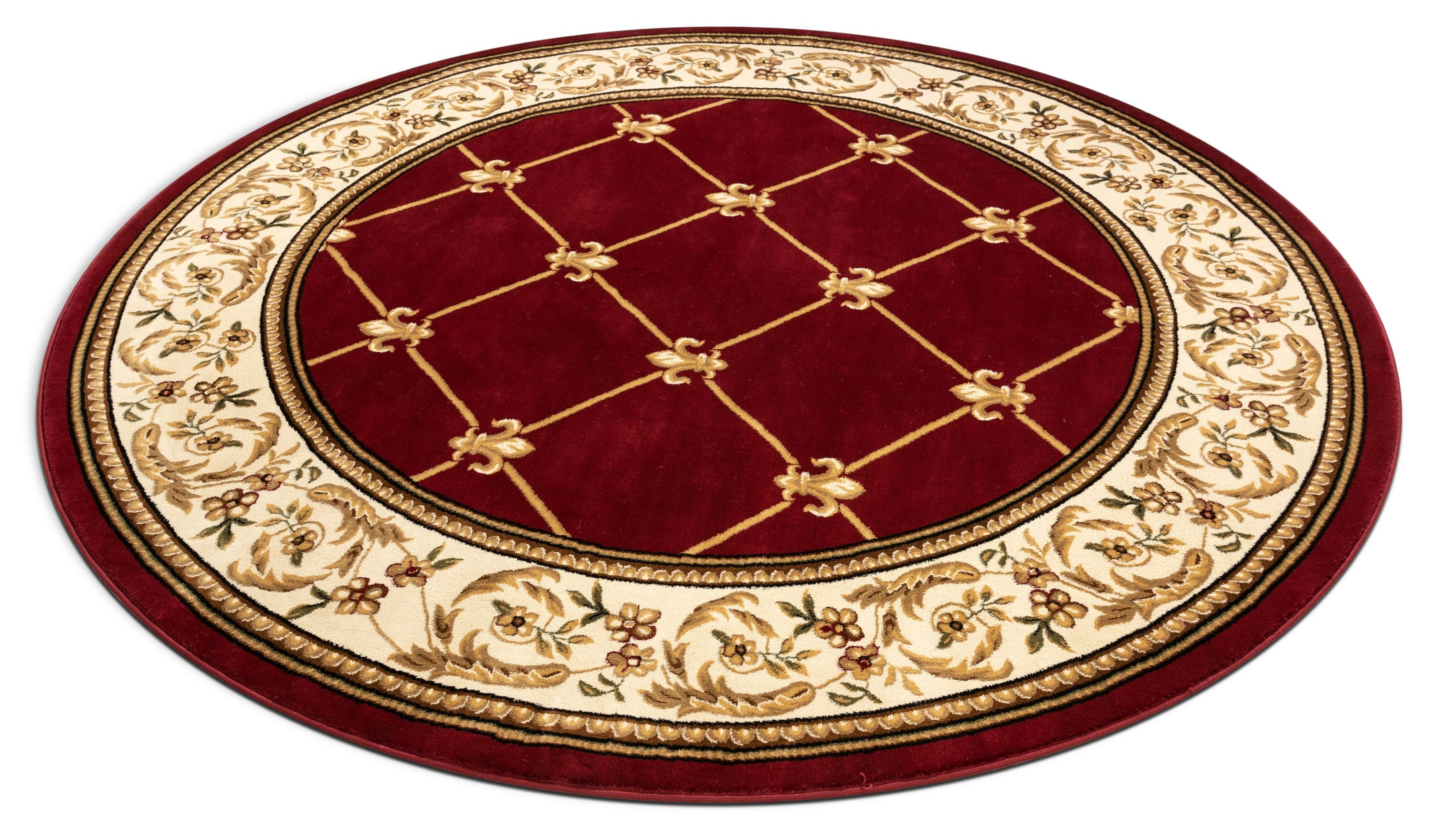 Well Woven 36209 8 x 8 (ft) Loomed Polypropylene Red Round Indoor Medallion Oriental Area rug