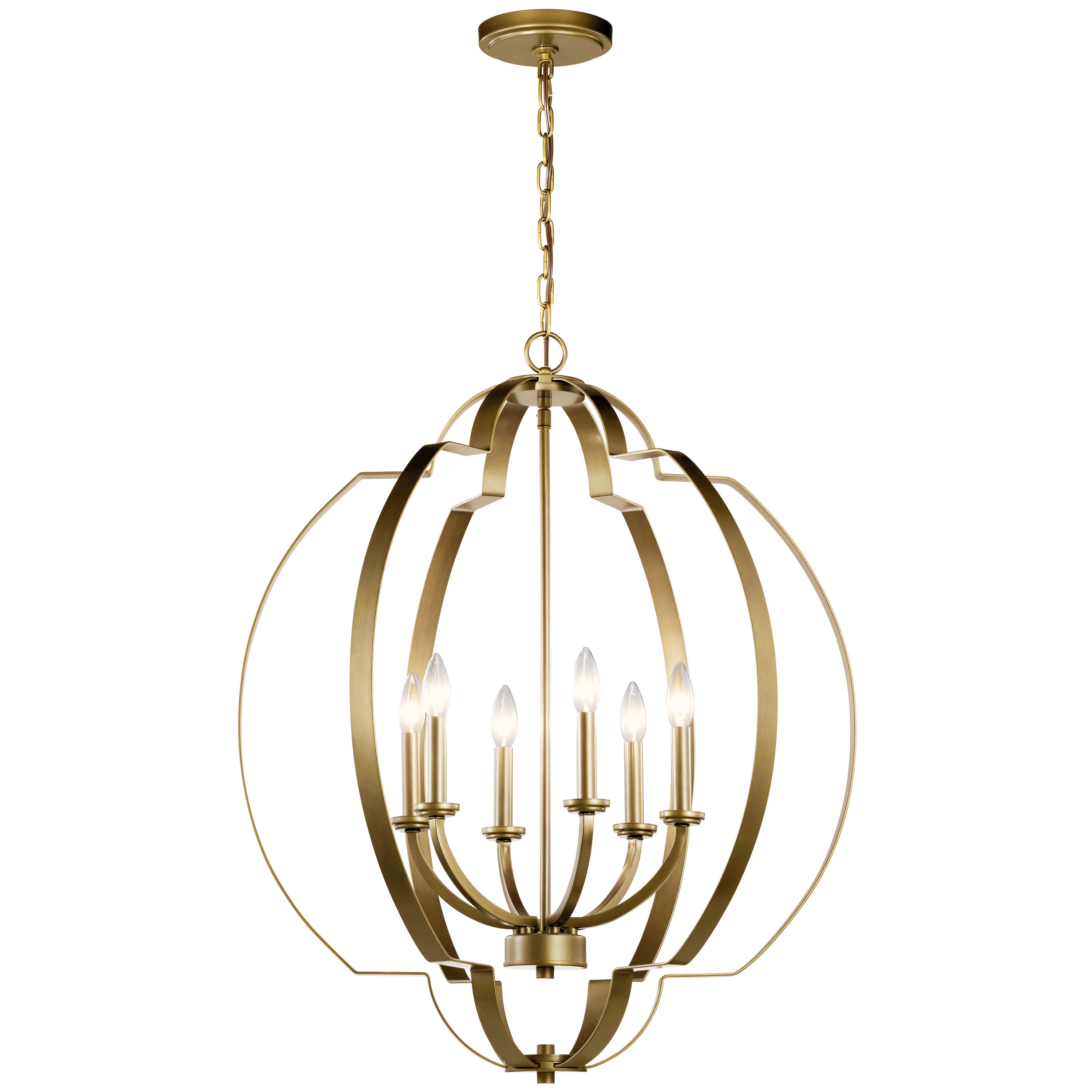 Kichler 42139NBR Voleta 6 -Light Brass Traditional Cage For Use in Bedrooms, Dining Rooms, Foyers, Kitchens, Living Rooms Chandelier