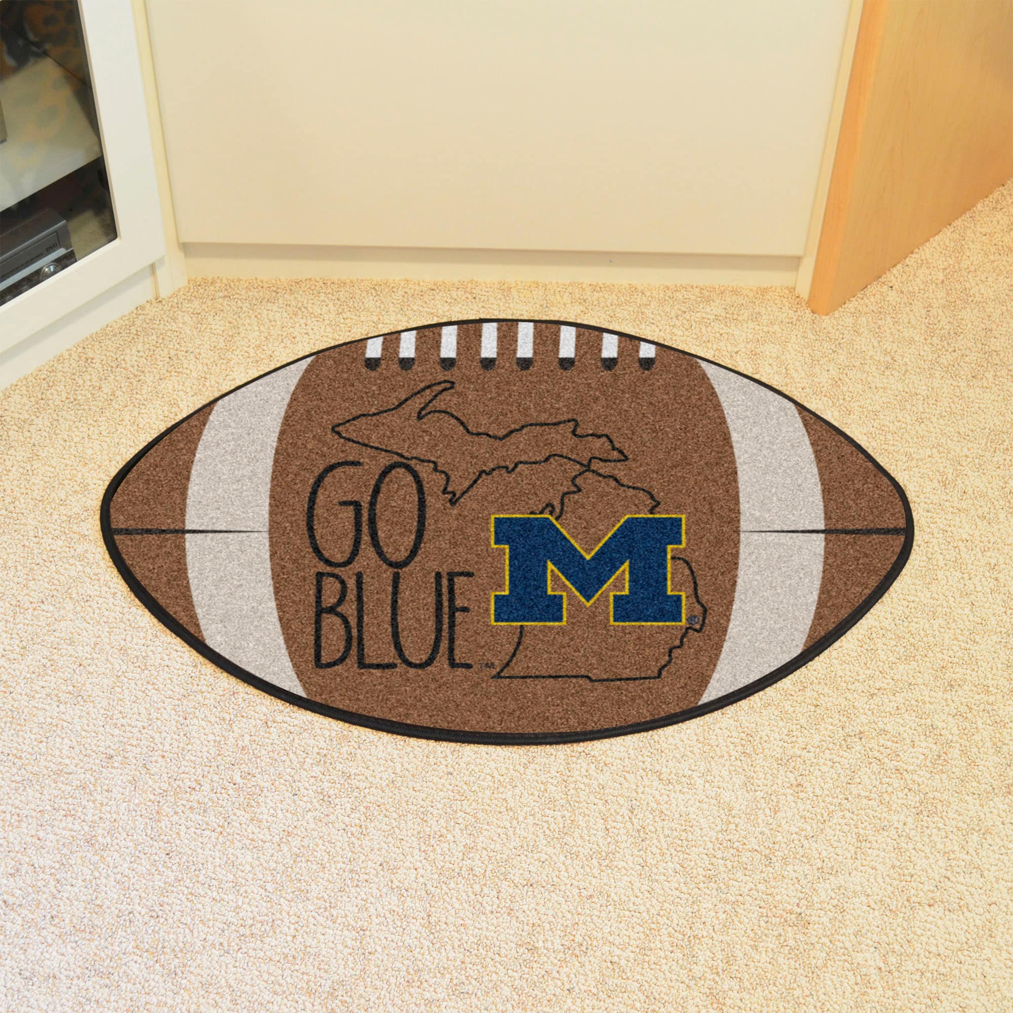 FANMATS 21146 Michigan Wolverines 32.5-in x 20.5-in Brown Nylon Non-Slip Grip Indoor Decorative Sports Door Mat
