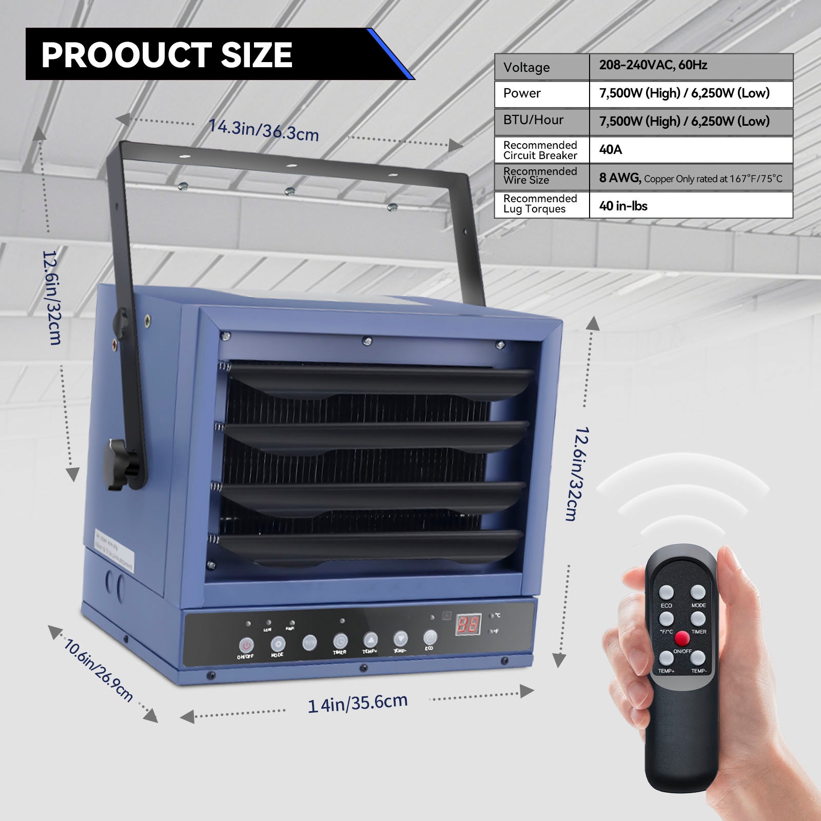 TEMPWARE TW7500ER-EC Electric-Garage-Heaters - View #3