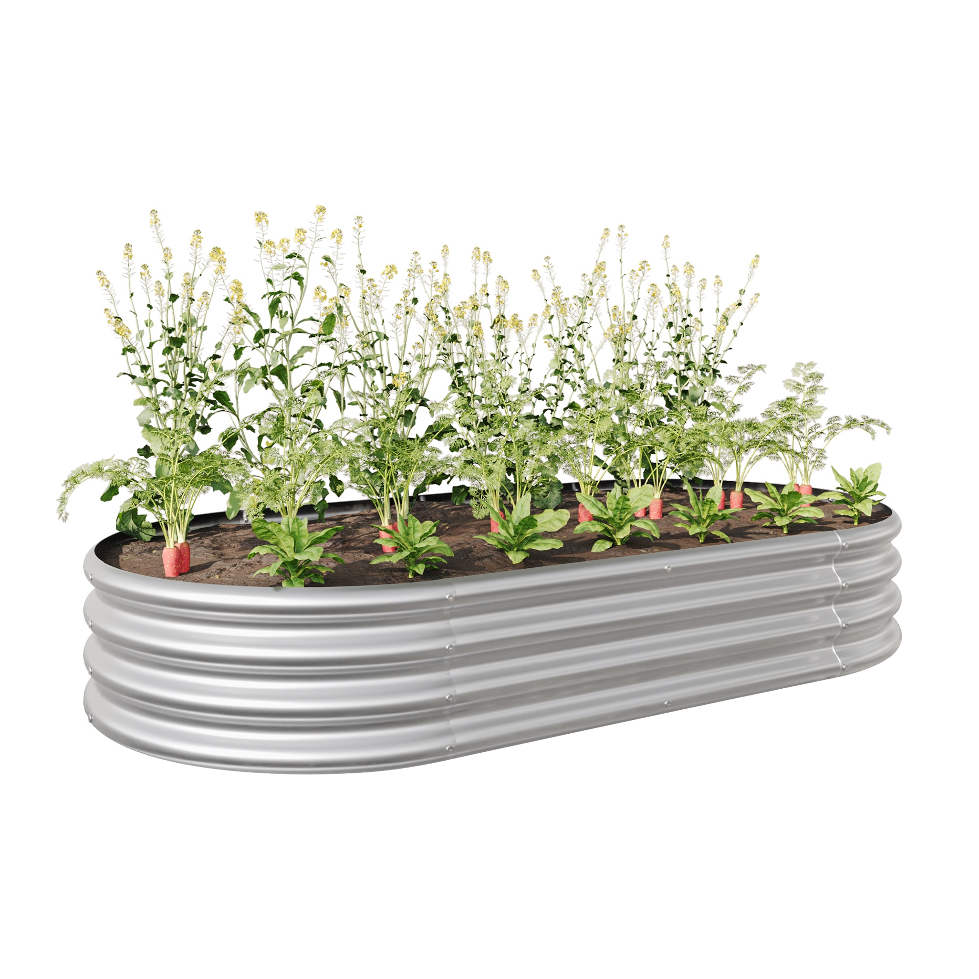 AHIOU HOME ZAAHG-101952GB 17-cu ft 35.43-in W x 70.86-in L x 11.42-in H Silver Galvanized Metal Raised Garden Bed