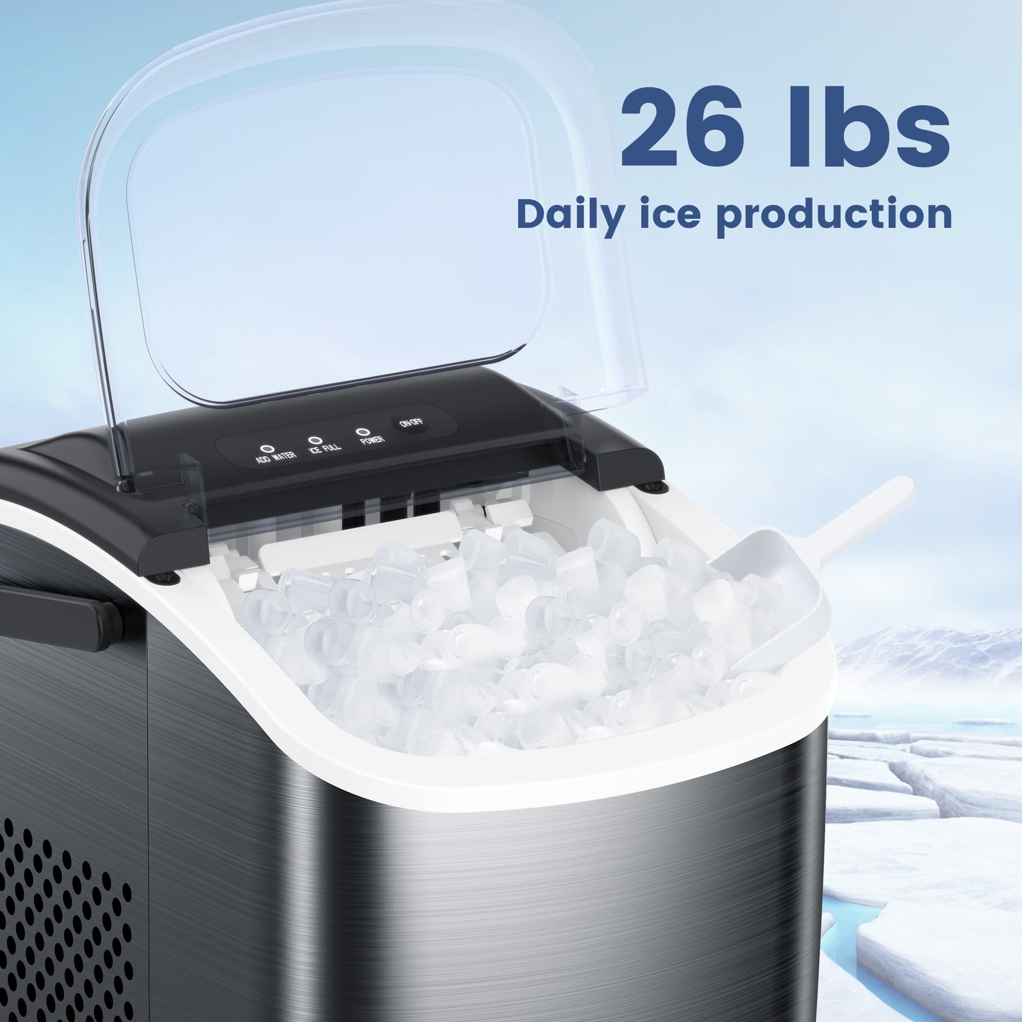 COWSAR 26-lb Ice Per day Countertop or Portable Bullet Ice Maker (Black ...