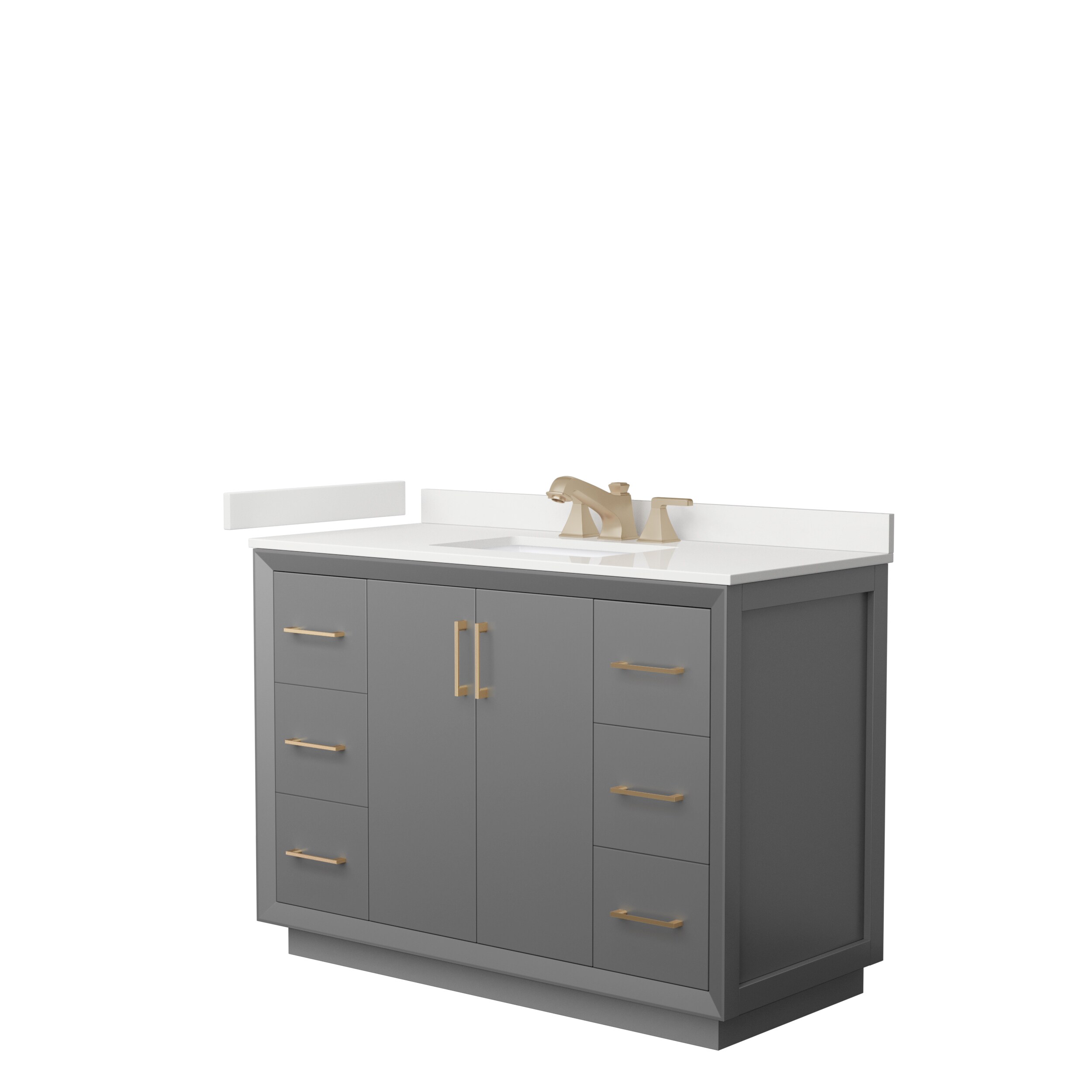 Wyndham Collection WCF414148SGZWQUS3MXX Strada 48-in Dark Gray Undermount Single Sink Bathroom Vanity with White Quartz Top