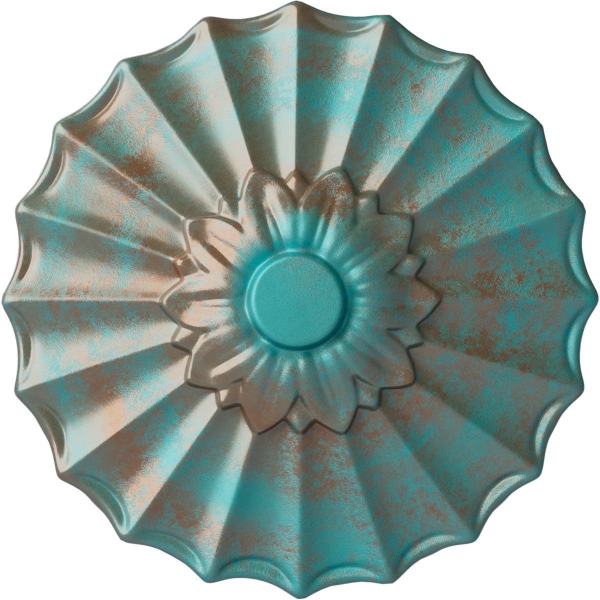 Ekena Millwork CM09SHCGS Shakuras 9-in W x 9-in L Painted Copper Green Patina Polyurethane Whole Ceiling Medallion