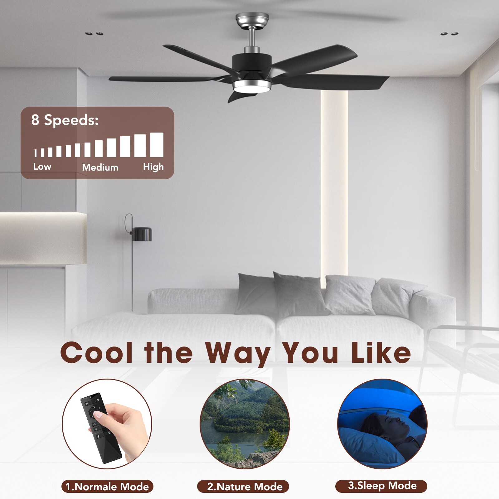COWSAR LSCF-FL9267-BLACK Ceiling-Fans - View #6